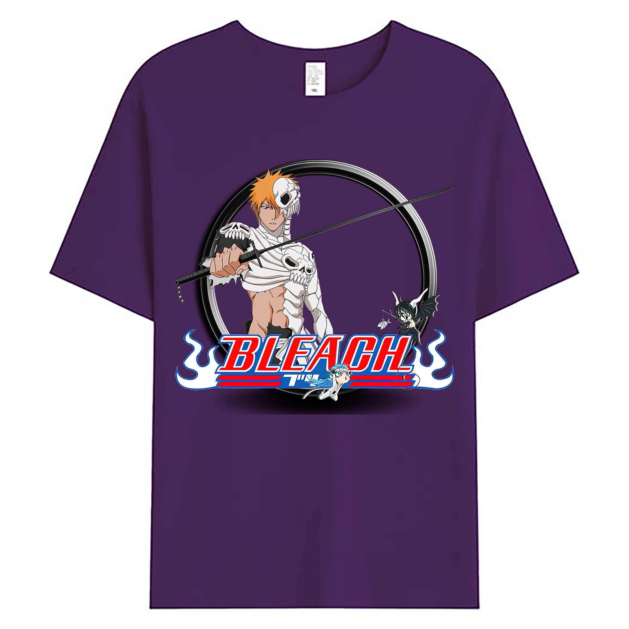 （画像用） ブリーチ 黒崎一護（くろさき いちご）BLEACH Kurosaki Ichigo 綿100％ メンズ半袖Tシャツ｜肌触りやわらか＆通気性