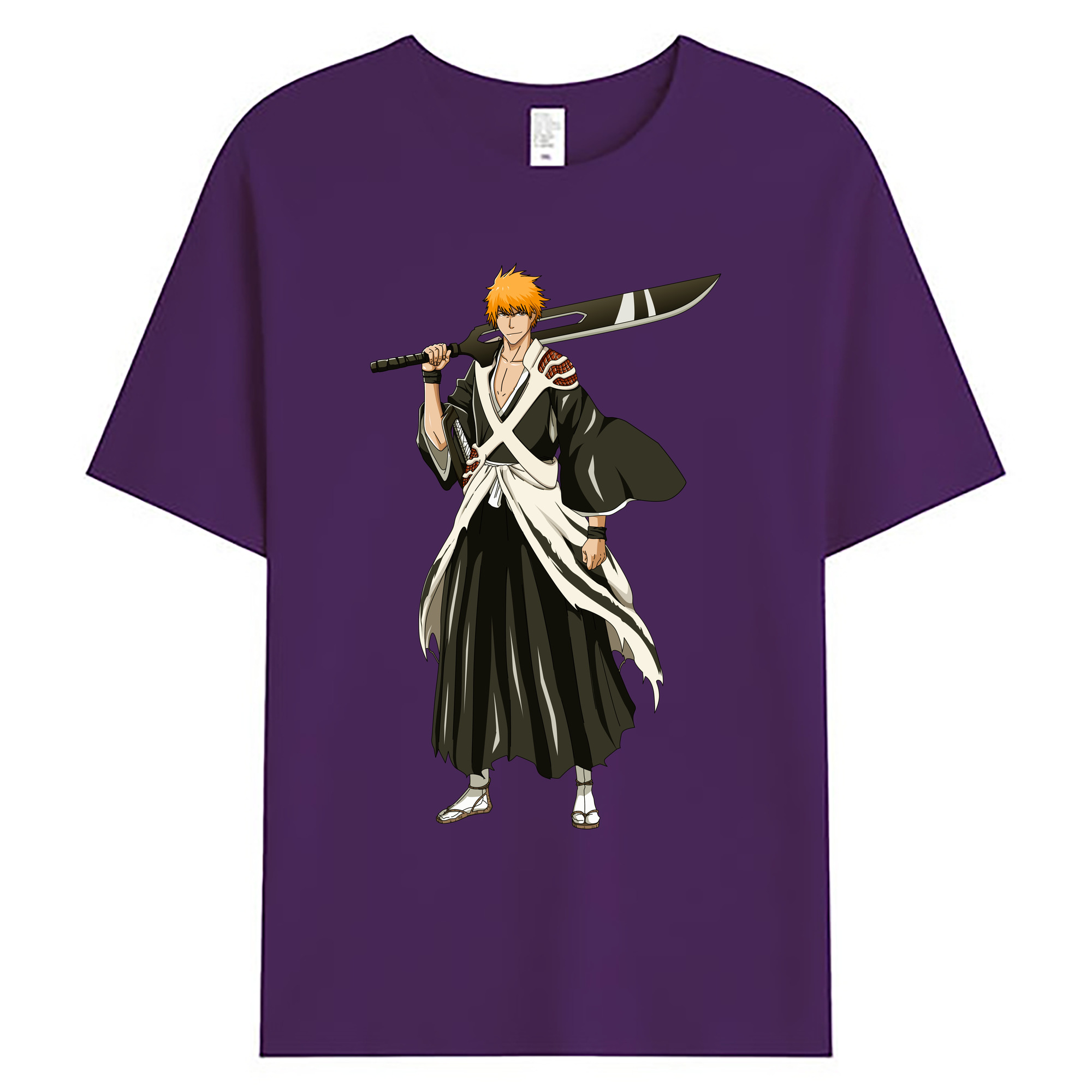 （画像用） ブリーチ 黒崎一護（くろさき いちご）BLEACH Kurosaki Ichigo 綿100％ メンズ半袖Tシャツ｜肌触りやわらか＆通気性