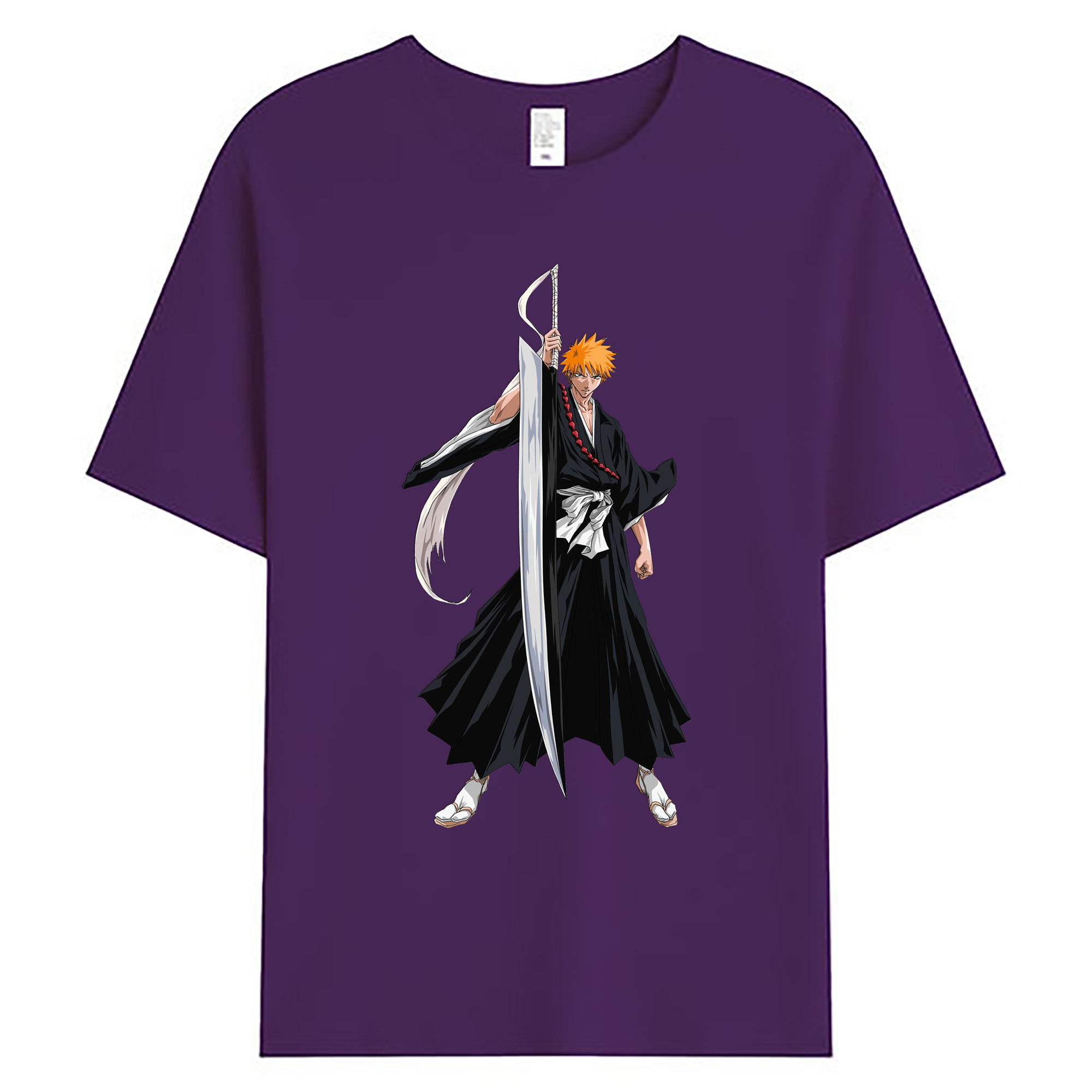 （画像用） ブリーチ 黒崎一護（くろさき いちご）BLEACH Kurosaki Ichigo 綿100％ メンズ半袖Tシャツ｜肌触りやわらか＆通気性
