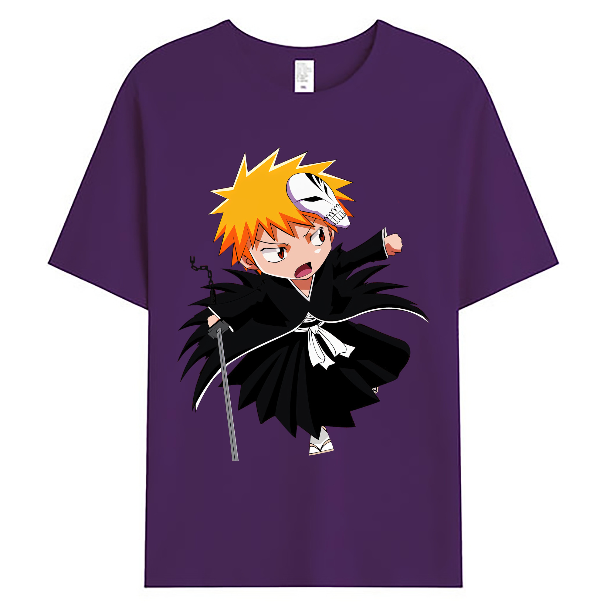 （画像用） ブリーチ 黒崎一護（くろさき いちご）BLEACH Kurosaki Ichigo 綿100％ メンズ半袖Tシャツ｜肌触りやわらか＆通気性
