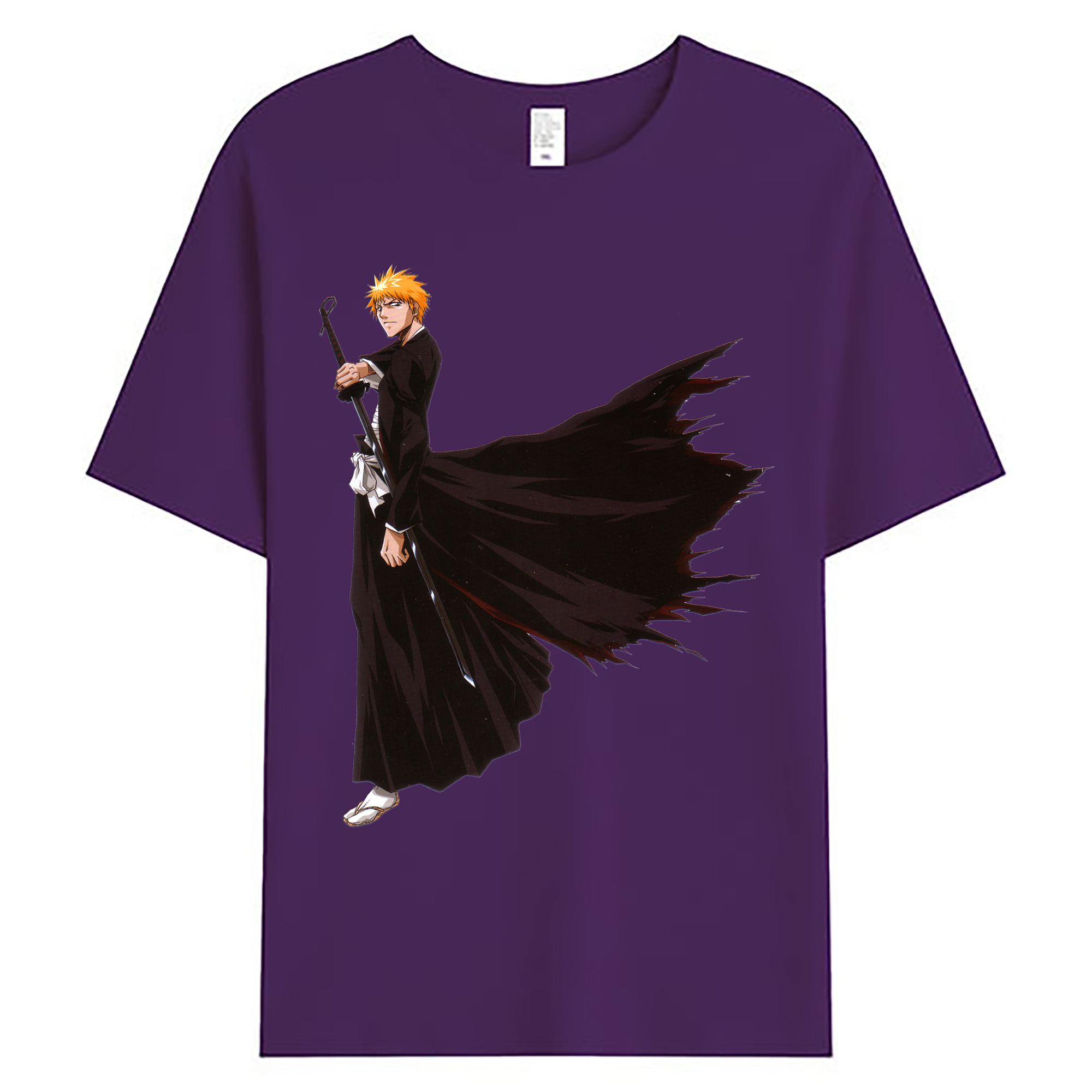 （画像用） ブリーチ 黒崎一護（くろさき いちご）BLEACH Kurosaki Ichigo 綿100％ メンズ半袖Tシャツ｜肌触りやわらか＆通気性