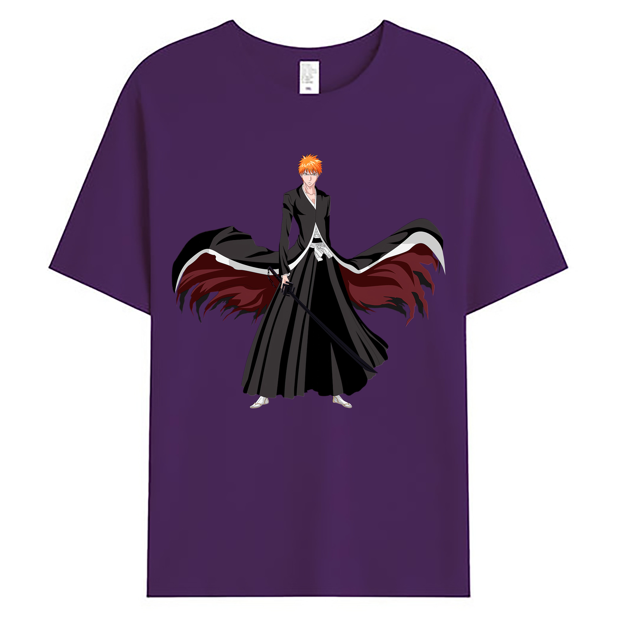 （画像用） ブリーチ 黒崎一護（くろさき いちご）BLEACH Kurosaki Ichigo 綿100％ メンズ半袖Tシャツ｜肌触りやわらか＆通気性