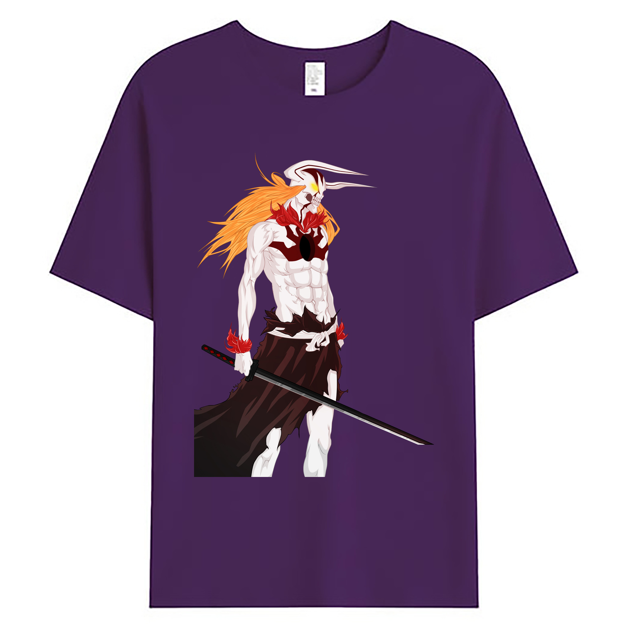 （画像用） ブリーチ 黒崎一護（くろさき いちご）BLEACH Kurosaki Ichigo 綿100％ メンズ半袖Tシャツ｜肌触りやわらか＆通気性