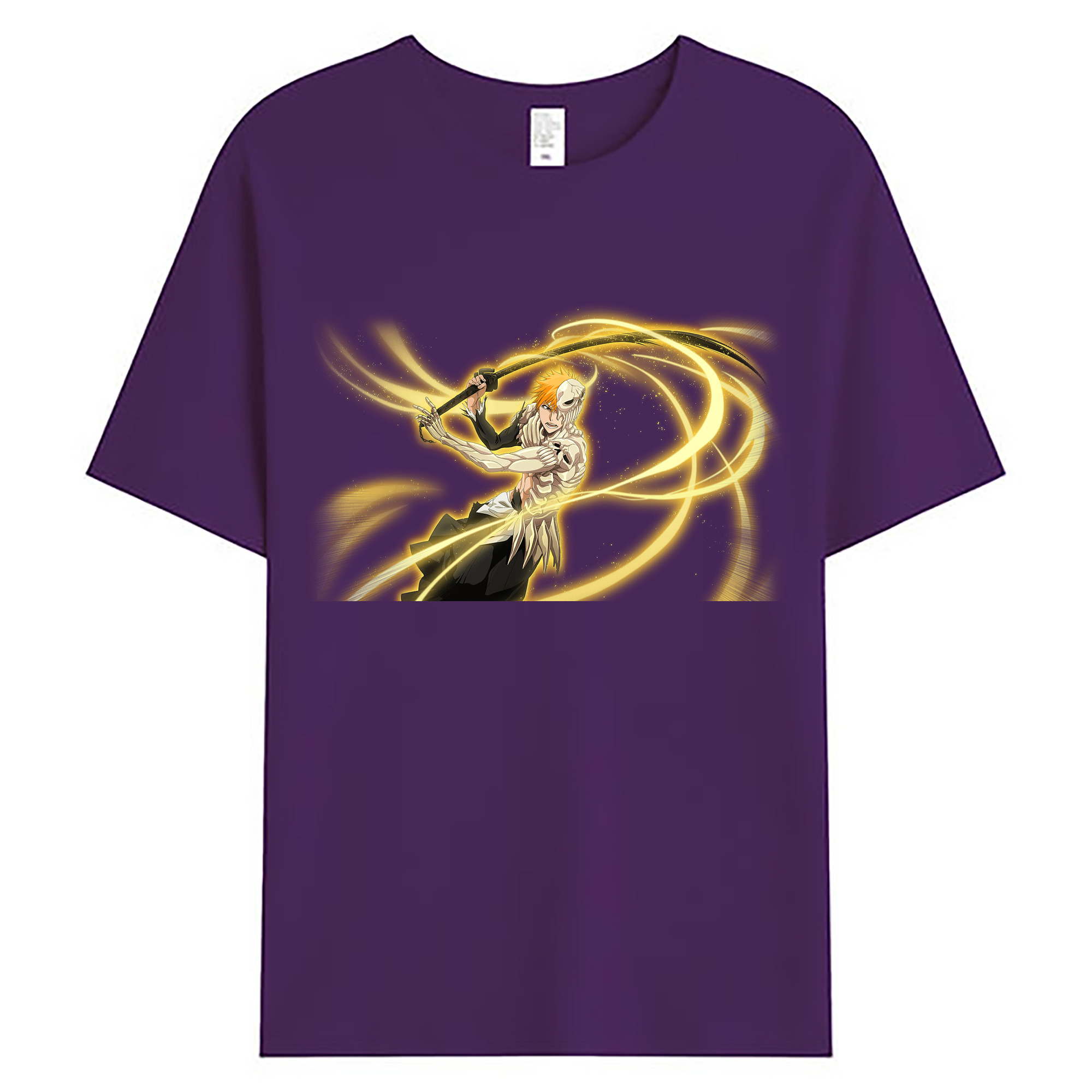 （画像用） ブリーチ 黒崎一護（くろさき いちご）BLEACH Kurosaki Ichigo 綿100％ メンズ半袖Tシャツ｜肌触りやわらか＆通気性