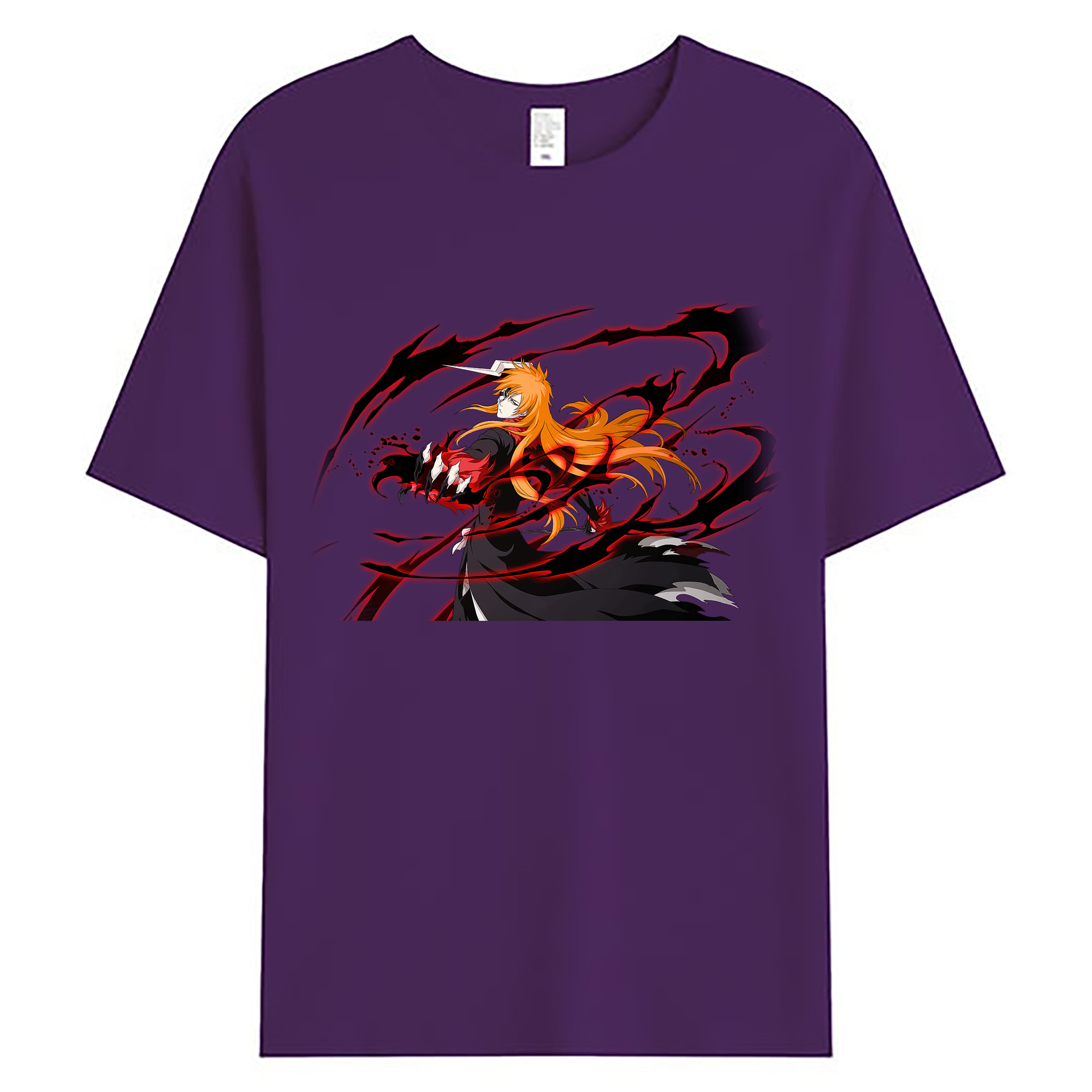 （画像用） ブリーチ 黒崎一護（くろさき いちご）BLEACH Kurosaki Ichigo 綿100％ メンズ半袖Tシャツ｜肌触りやわらか＆通気性