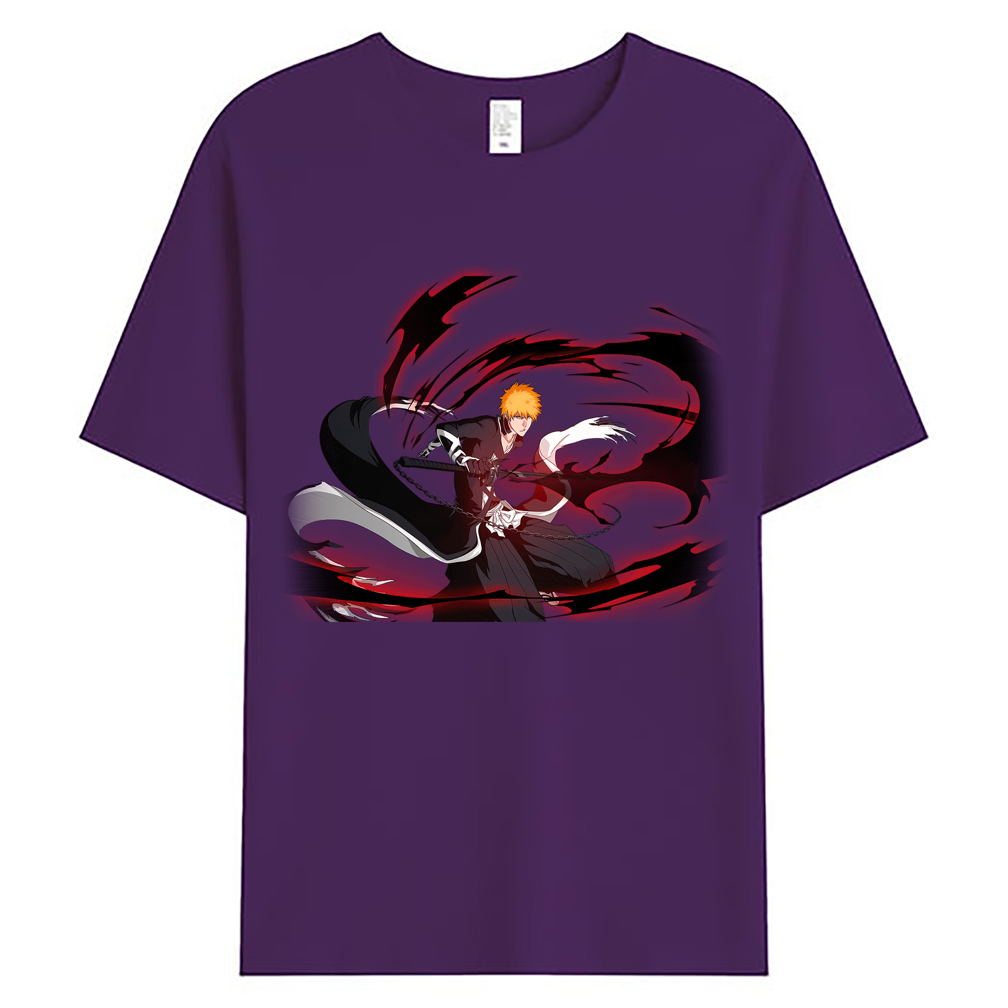 （画像用） ブリーチ 黒崎一護（くろさき いちご）BLEACH Kurosaki Ichigo 綿100％ メンズ半袖Tシャツ｜肌触りやわらか＆通気性