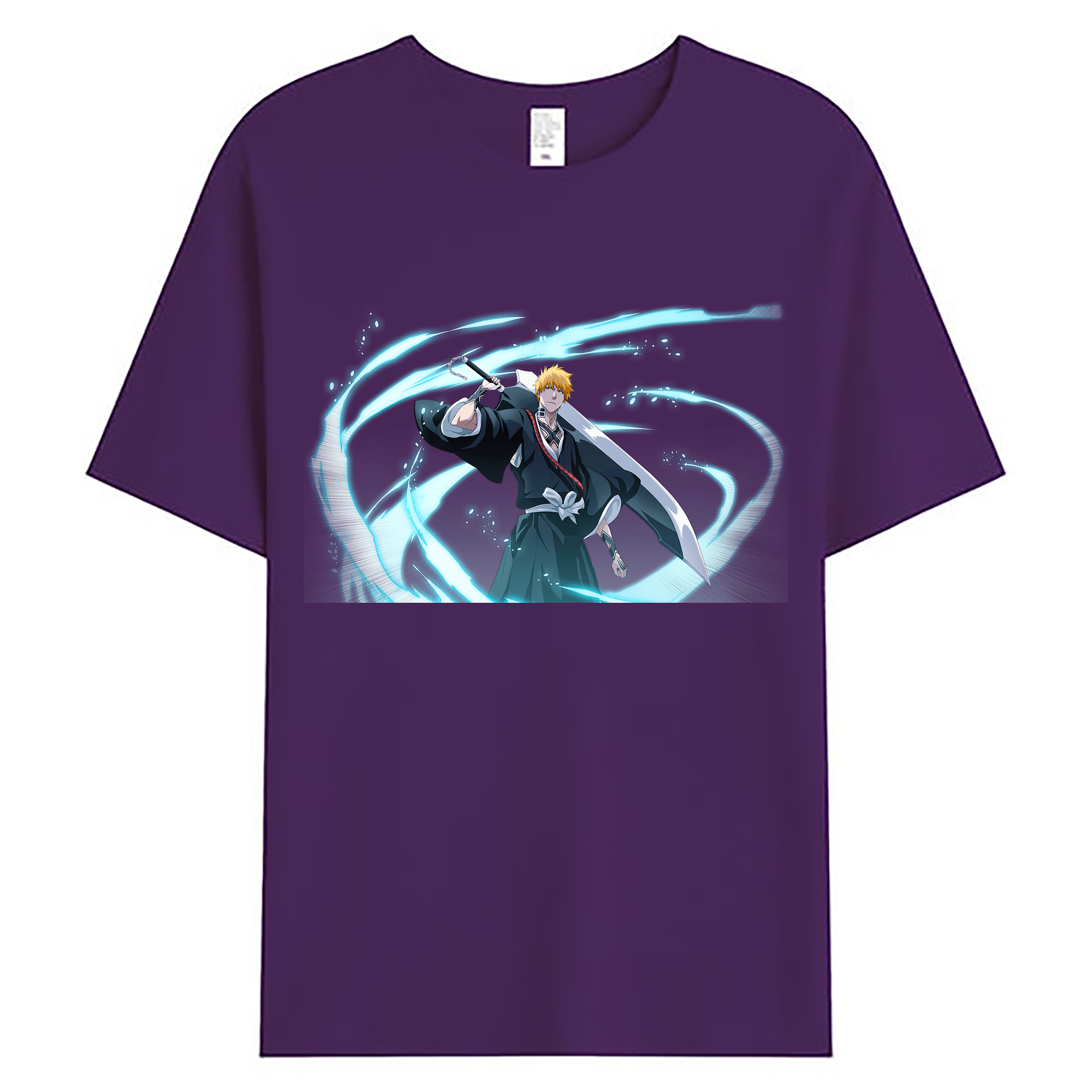 （画像用） ブリーチ 黒崎一護（くろさき いちご）BLEACH Kurosaki Ichigo 綿100％ メンズ半袖Tシャツ｜肌触りやわらか＆通気性