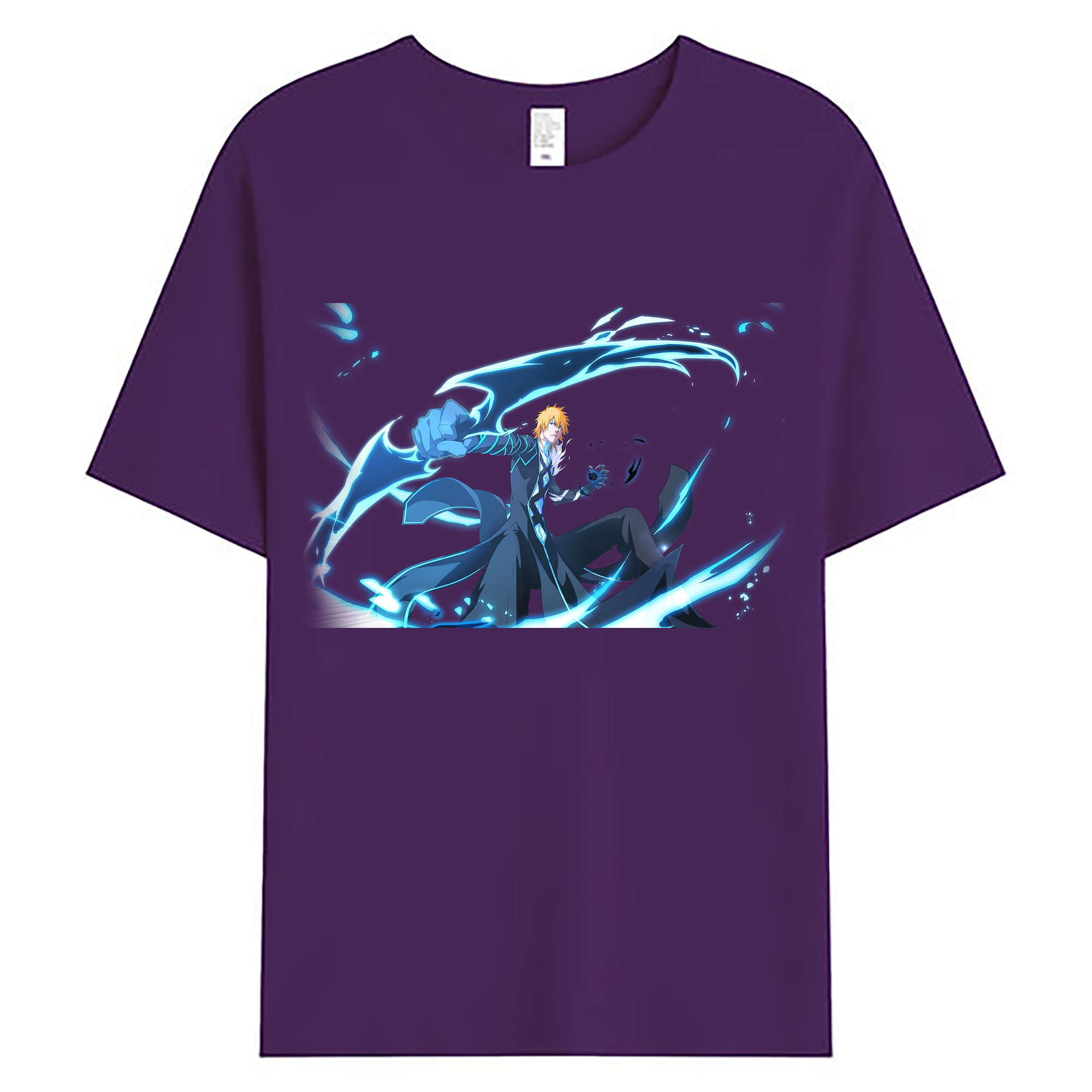 （画像用） ブリーチ 黒崎一護（くろさき いちご）BLEACH Kurosaki Ichigo 綿100％ メンズ半袖Tシャツ｜肌触りやわらか＆通気性