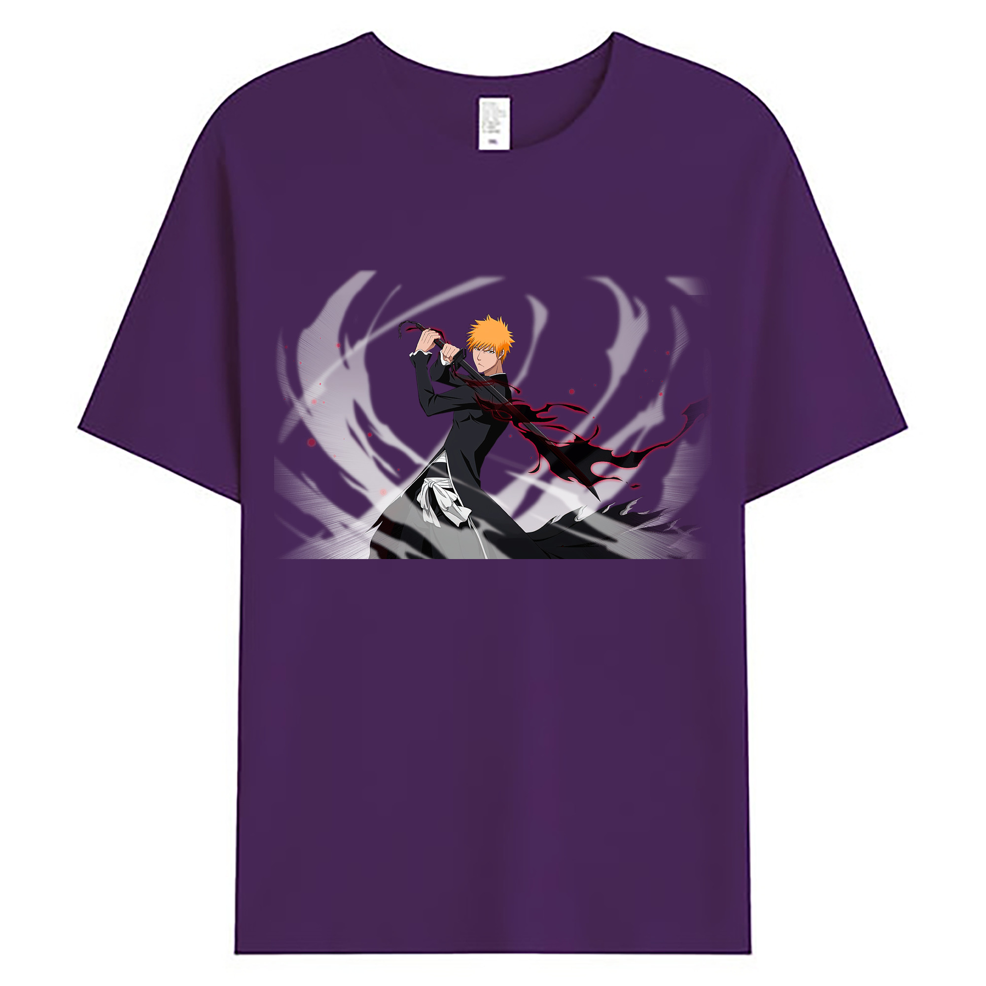 （画像用） ブリーチ 黒崎一護（くろさき いちご）BLEACH Kurosaki Ichigo 綿100％ メンズ半袖Tシャツ｜肌触りやわらか＆通気性