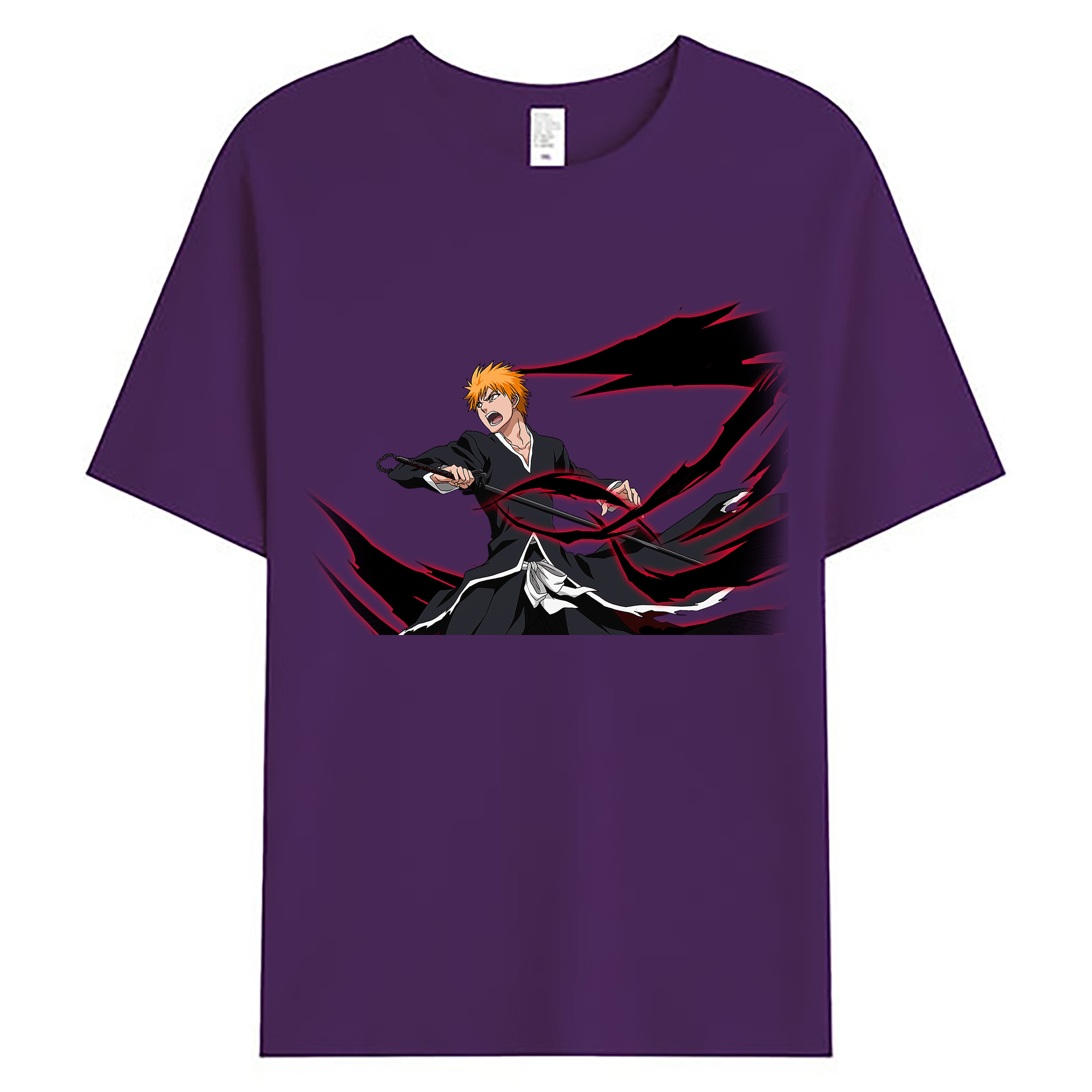 （画像用） ブリーチ 黒崎一護（くろさき いちご）BLEACH Kurosaki Ichigo 綿100％ メンズ半袖Tシャツ｜肌触りやわらか＆通気性