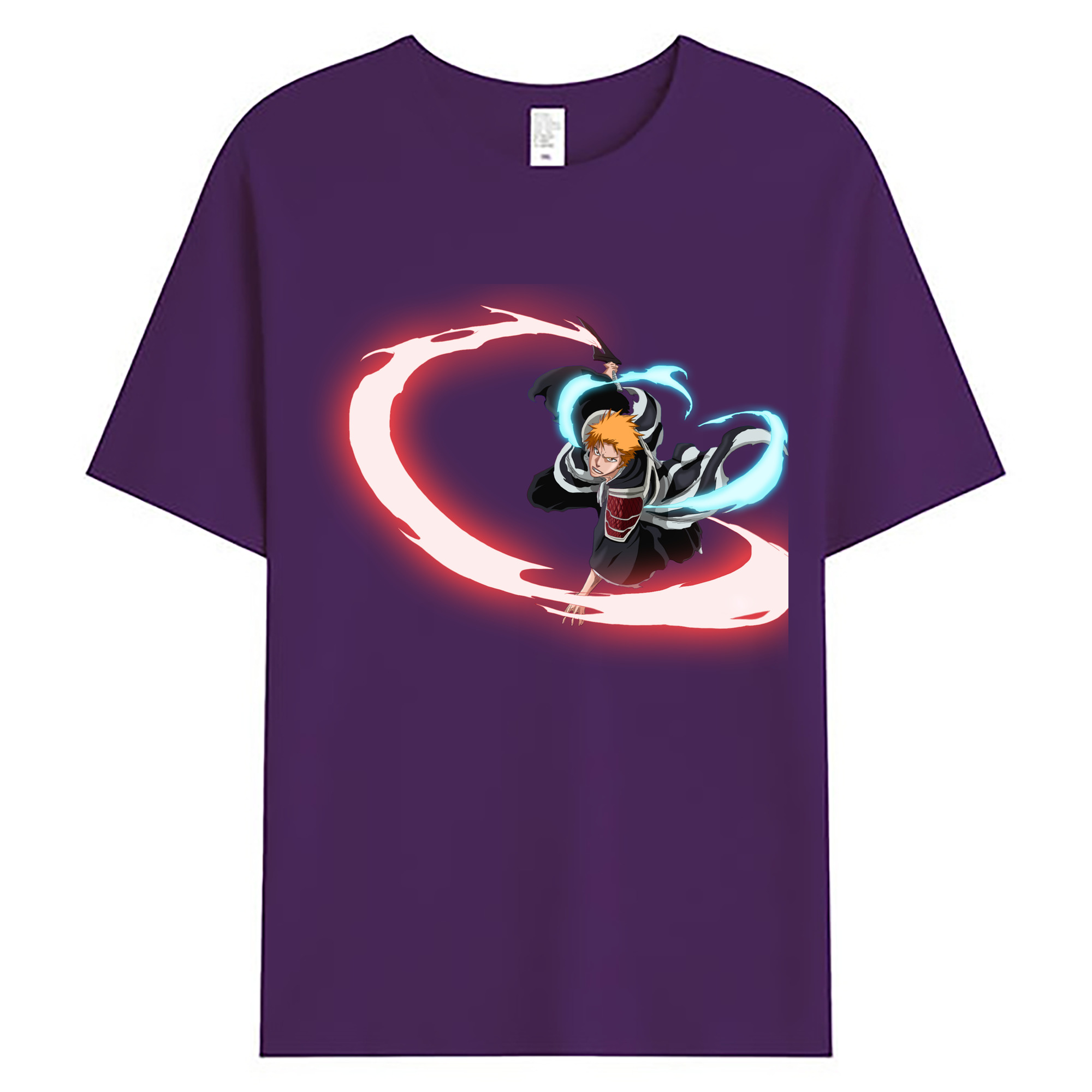 （画像用） ブリーチ 黒崎一護（くろさき いちご）BLEACH Kurosaki Ichigo 綿100％ メンズ半袖Tシャツ｜肌触りやわらか＆通気性