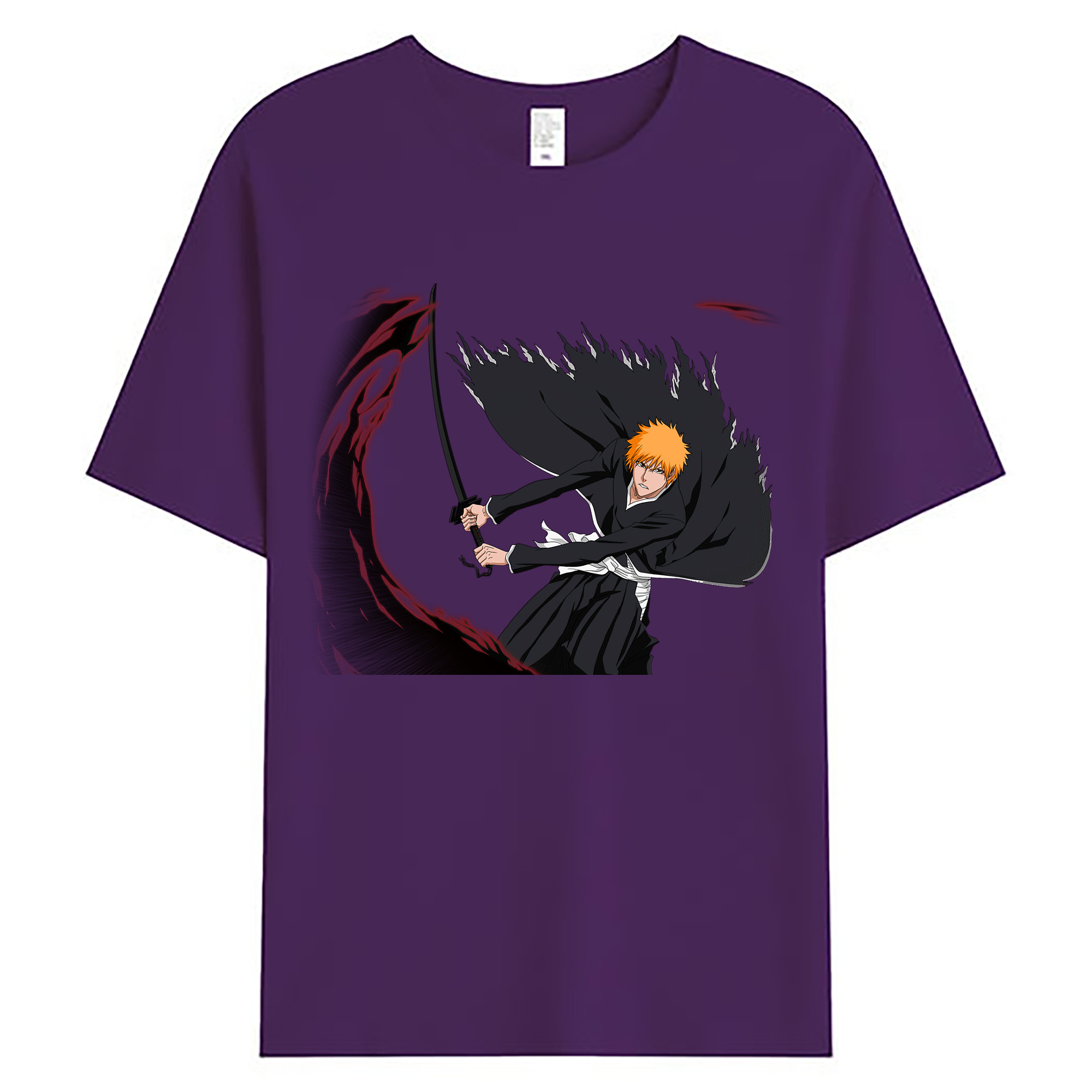 （画像用） ブリーチ 黒崎一護（くろさき いちご）BLEACH Kurosaki Ichigo 綿100％ メンズ半袖Tシャツ｜肌触りやわらか＆通気性