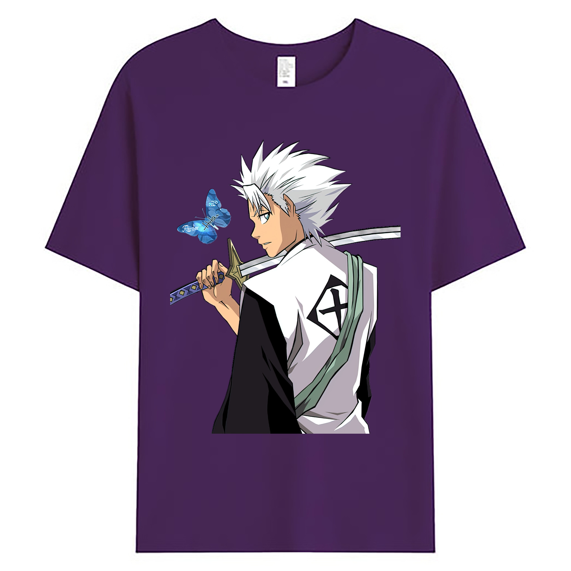 （画像用） ブリーチ 日番谷冬獅郎（ひつがや とうしろう） BLEACH Hitsugaya Toushirou 綿100％ メンズ半袖Tシャツ｜肌触りやわらか＆通気性