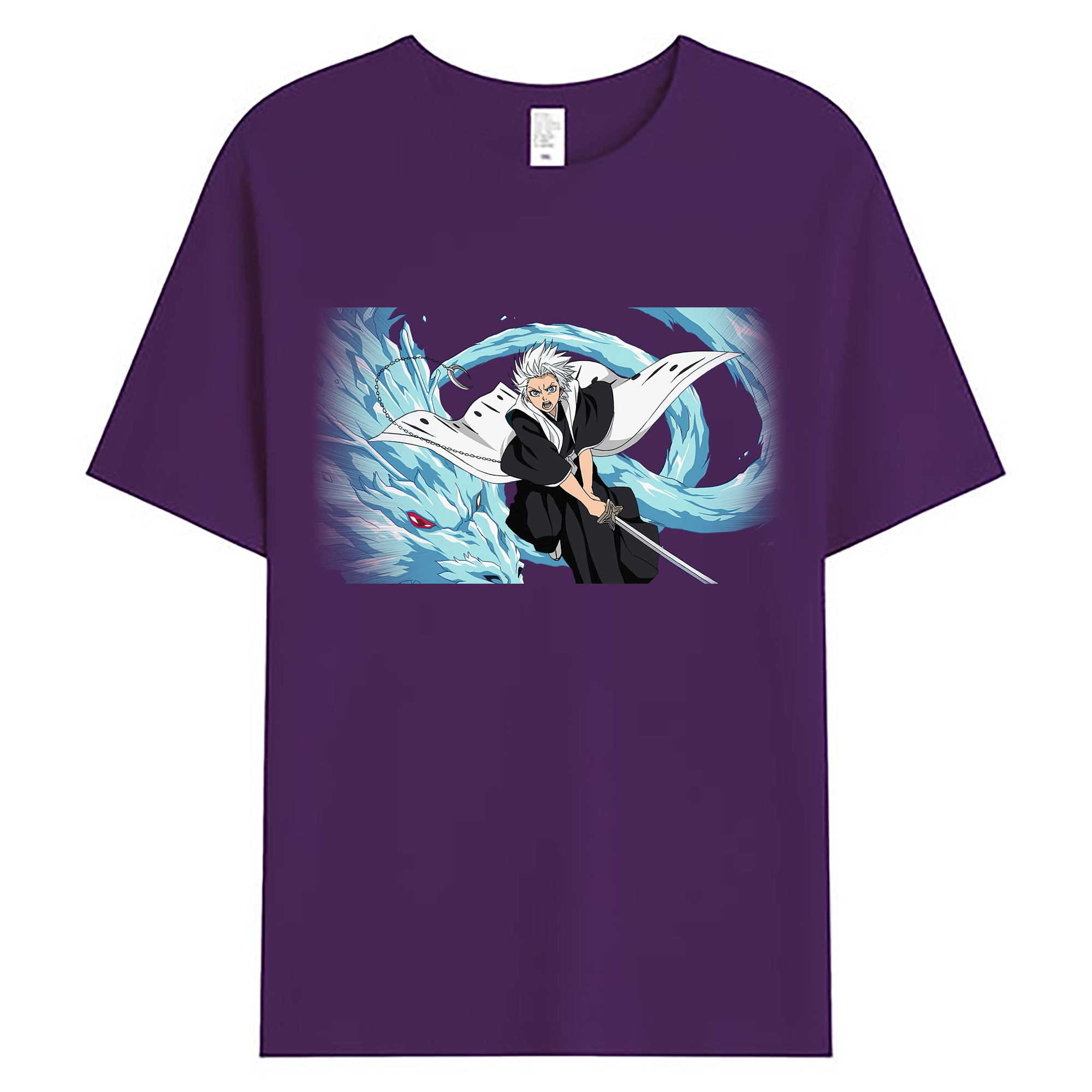 （画像用） ブリーチ 日番谷冬獅郎（ひつがや とうしろう） BLEACH Hitsugaya Toushirou 綿100％ メンズ半袖Tシャツ｜肌触りやわらか＆通気性