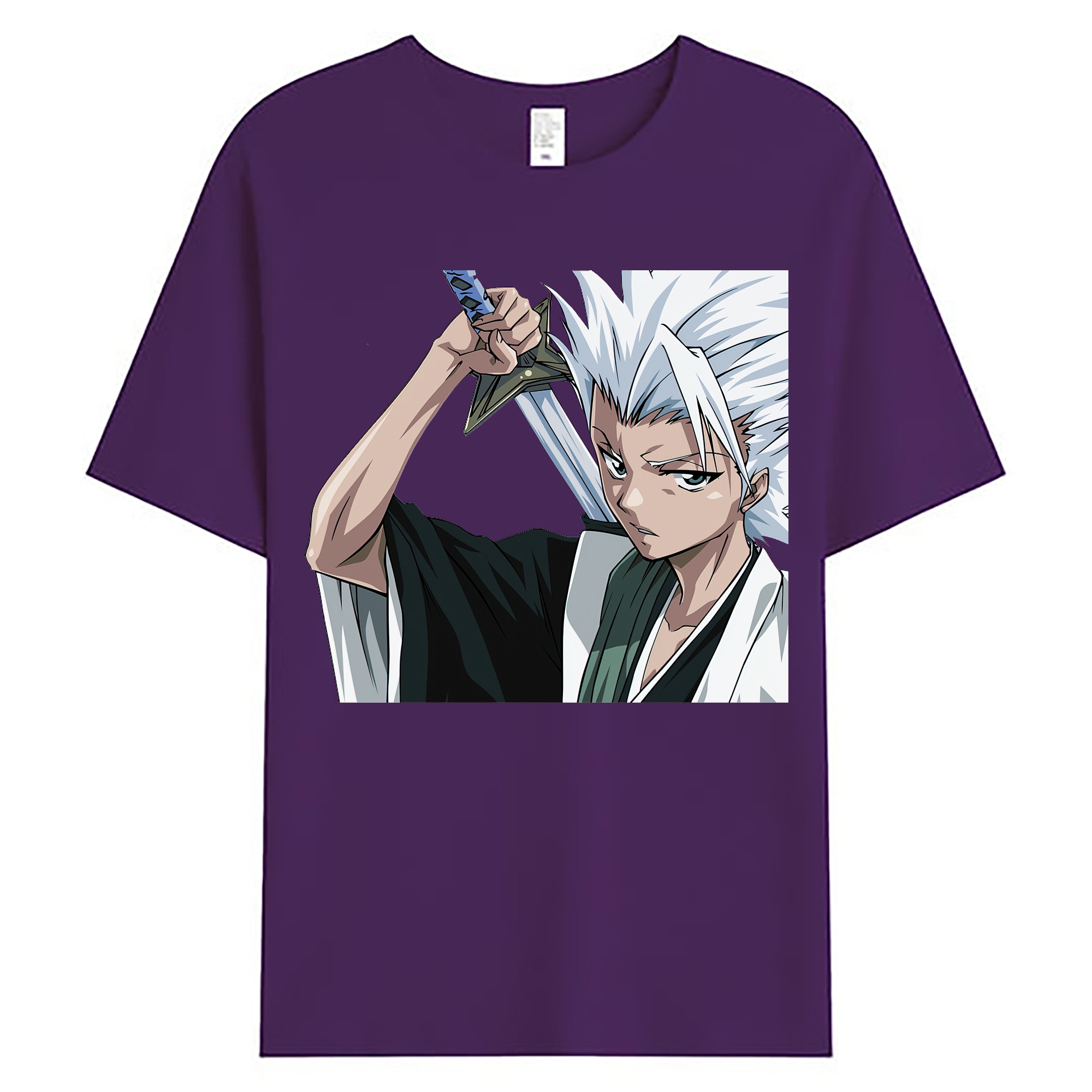 （画像用） ブリーチ 日番谷冬獅郎（ひつがや とうしろう） BLEACH Hitsugaya Toushirou 綿100％ メンズ半袖Tシャツ｜肌触りやわらか＆通気性
