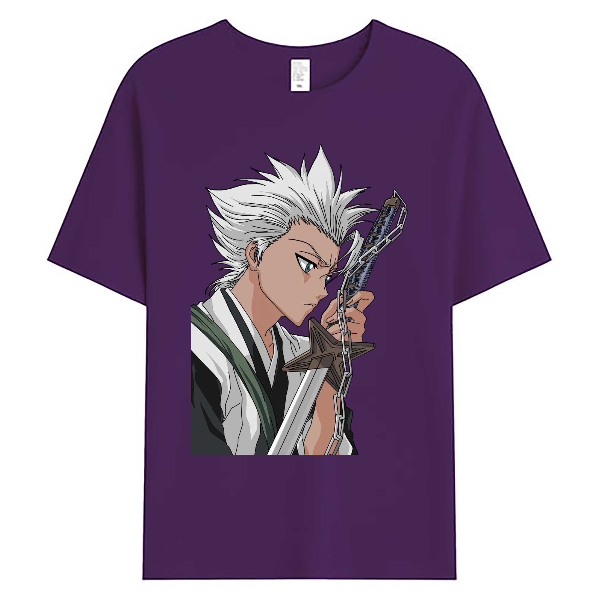 （画像用） ブリーチ 日番谷冬獅郎（ひつがや とうしろう） BLEACH Hitsugaya Toushirou 綿100％ メンズ半袖Tシャツ｜肌触りやわらか＆通気性