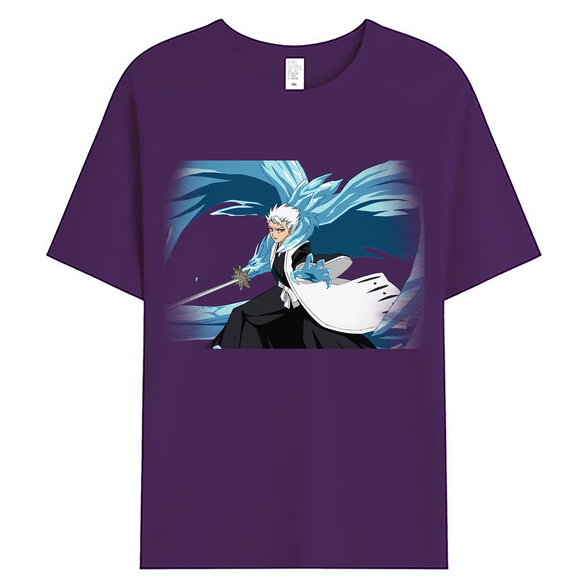 （画像用） ブリーチ 日番谷冬獅郎（ひつがや とうしろう） BLEACH Hitsugaya Toushirou 綿100％ メンズ半袖Tシャツ｜肌触りやわらか＆通気性