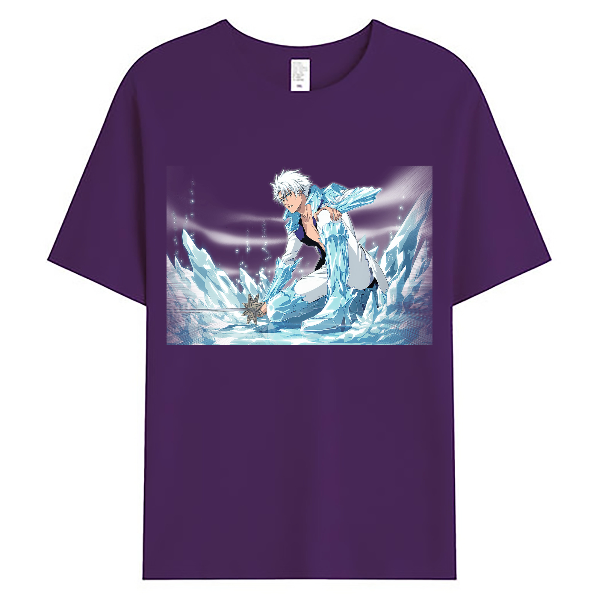 （画像用） ブリーチ 日番谷冬獅郎（ひつがや とうしろう） BLEACH Hitsugaya Toushirou 綿100％ メンズ半袖Tシャツ｜肌触りやわらか＆通気性