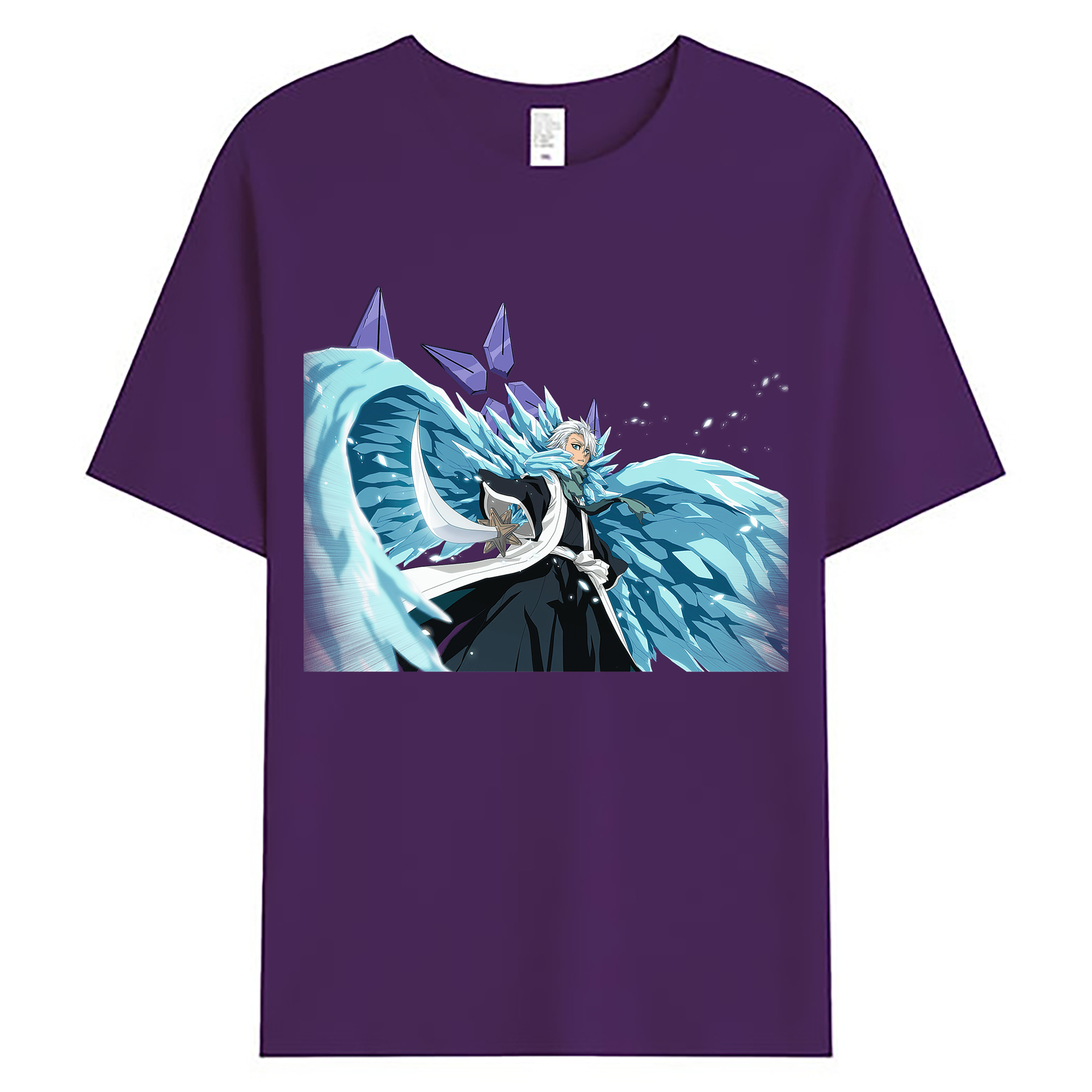 （画像用） ブリーチ 日番谷冬獅郎（ひつがや とうしろう） BLEACH Hitsugaya Toushirou 綿100％ メンズ半袖Tシャツ｜肌触りやわらか＆通気性