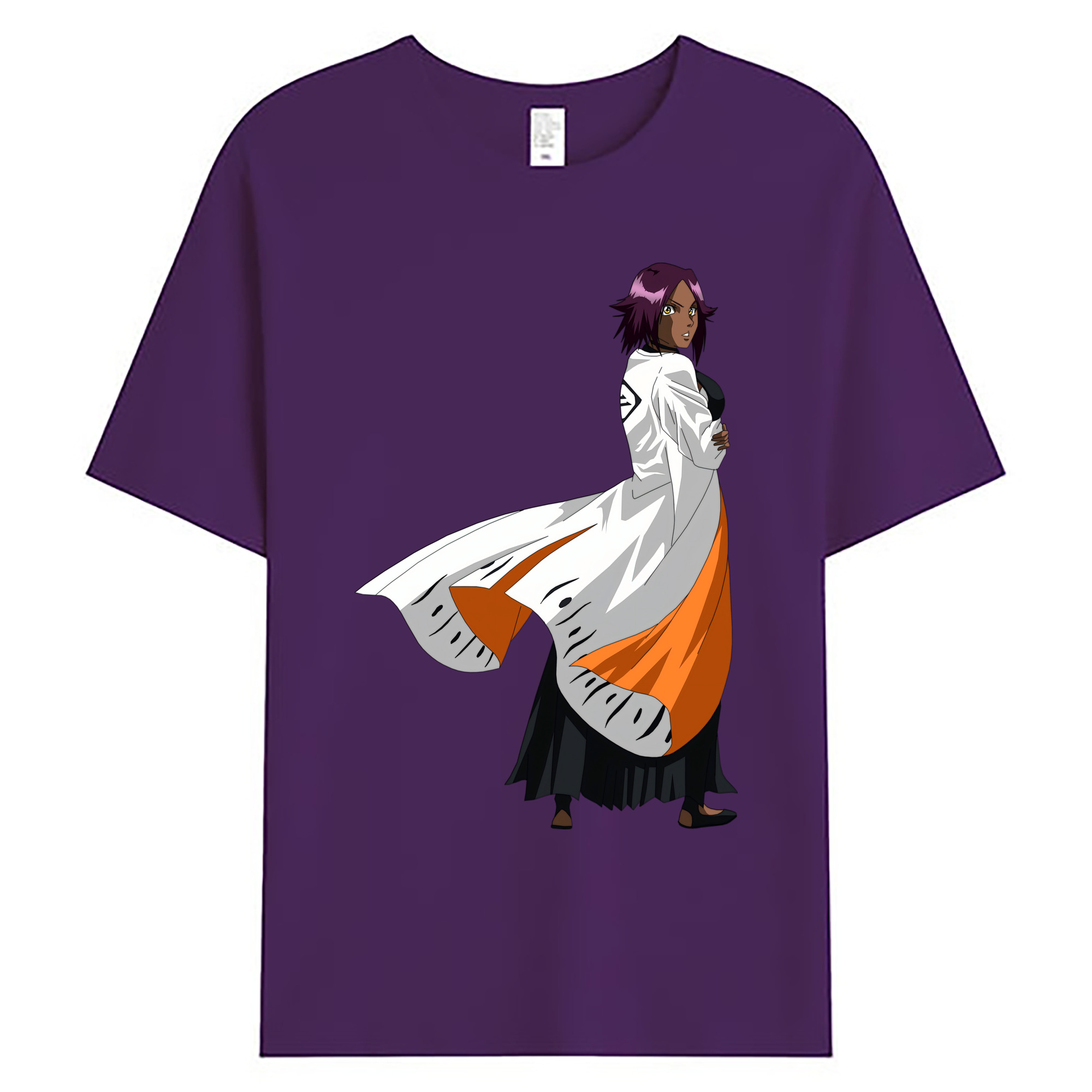 （画像用） ブリーチ 四楓院 夜一（しほういん よるいち） BLEACH Shihouin Yoruichi 綿100％ メンズ半袖Tシャツ｜肌触りやわらか＆通気性
