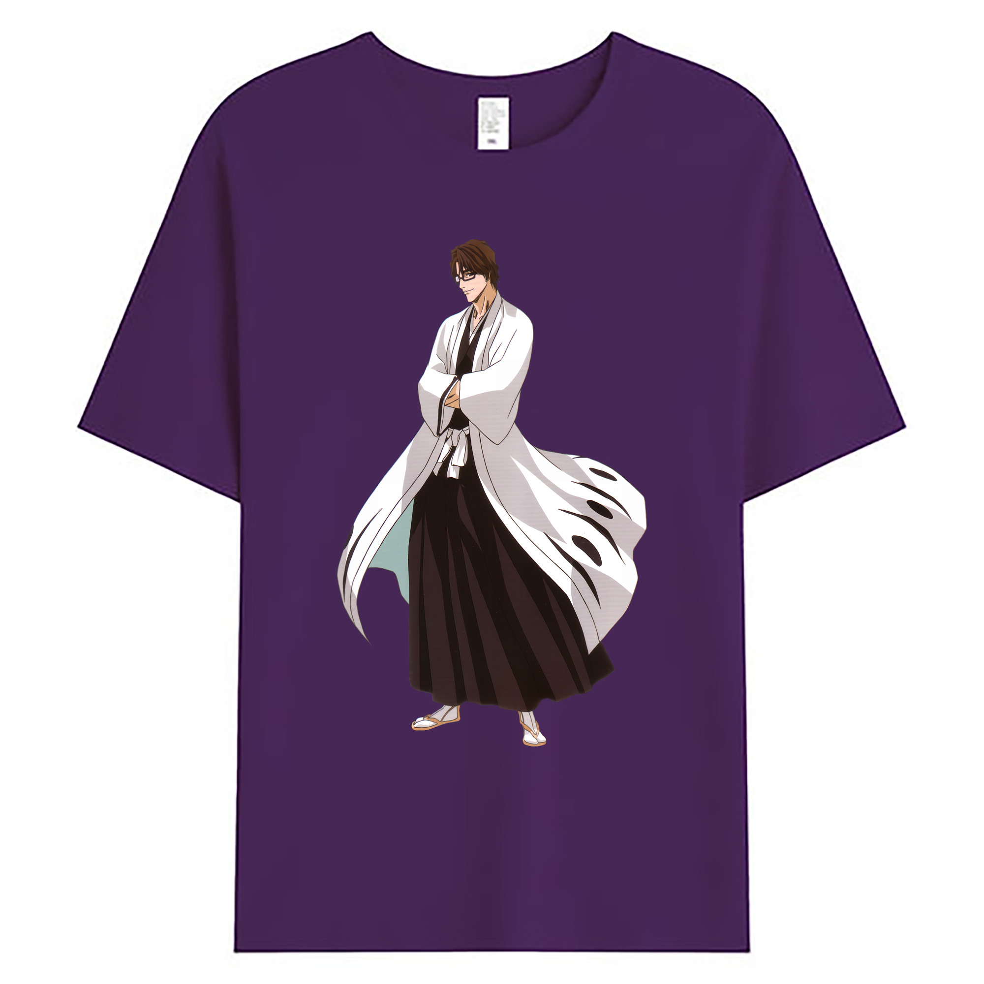 （画像用） ブリーチ 藍染 惣右介（あいぜん そうすけ） BLEACH Aizen Sousuke 綿100％ メンズ半袖Tシャツ｜肌触りやわらか＆通気性