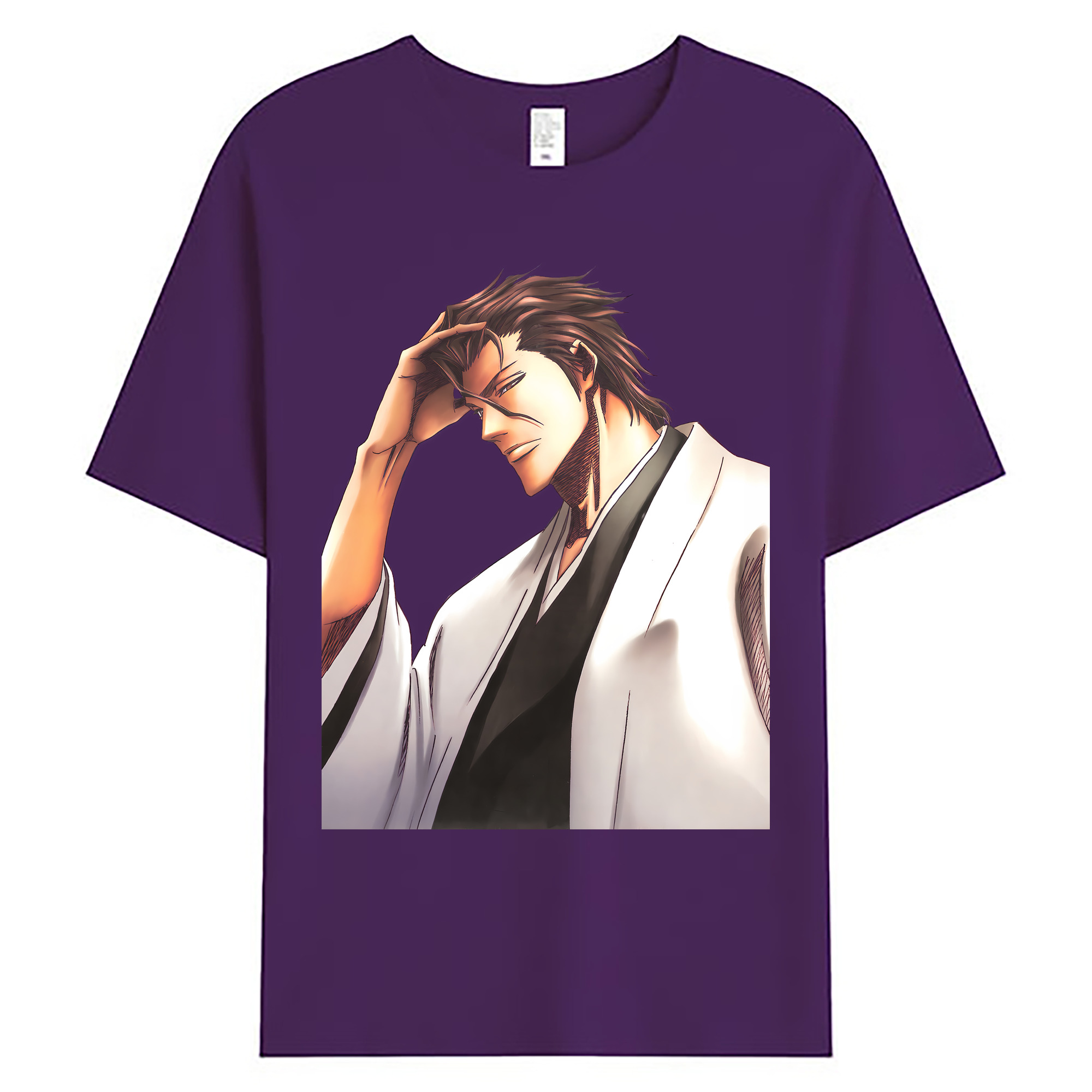 （画像用） ブリーチ 藍染 惣右介（あいぜん そうすけ） BLEACH Aizen Sousuke 綿100％ メンズ半袖Tシャツ｜肌触りやわらか＆通気性