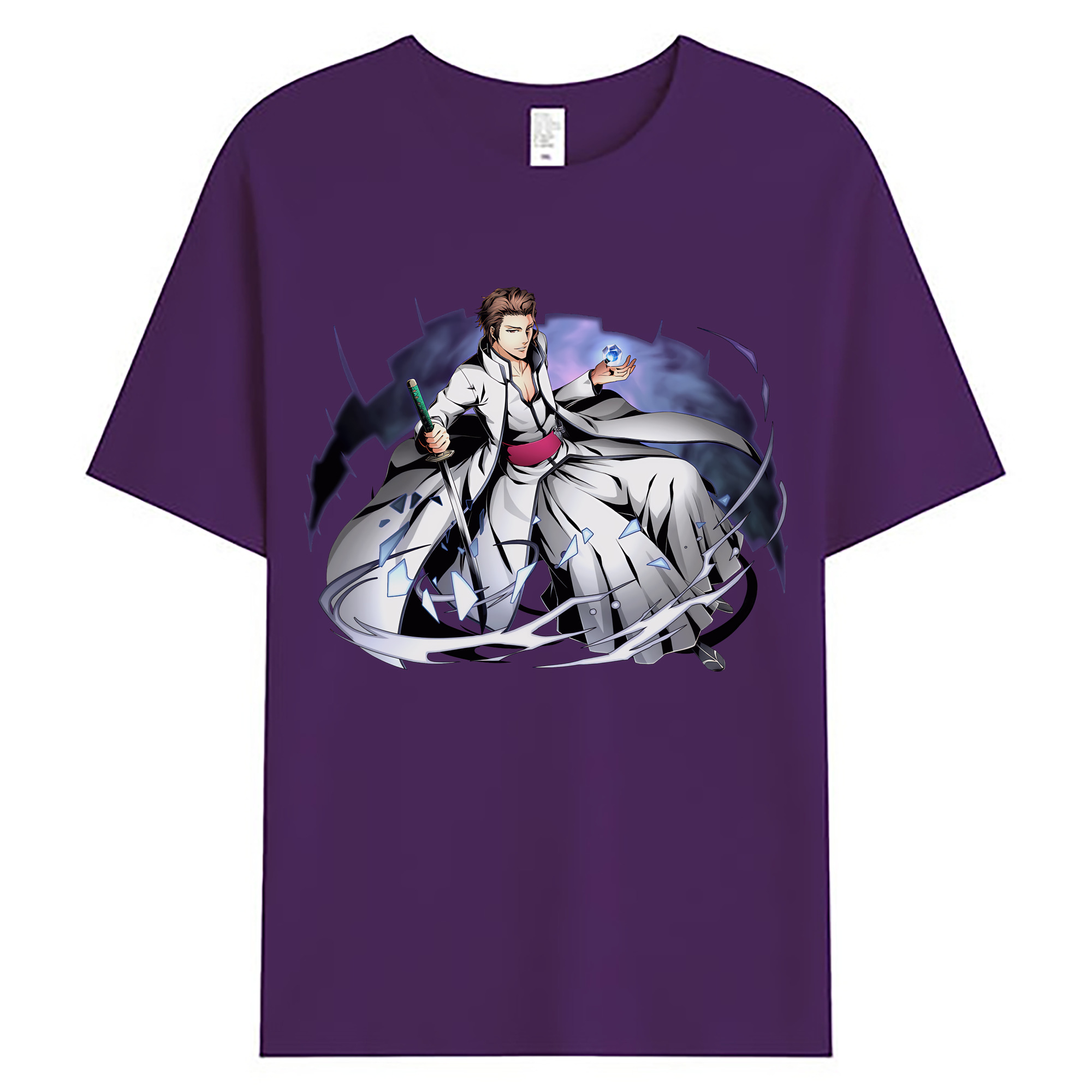（画像用） ブリーチ 藍染 惣右介（あいぜん そうすけ） BLEACH Aizen Sousuke 綿100％ メンズ半袖Tシャツ｜肌触りやわらか＆通気性