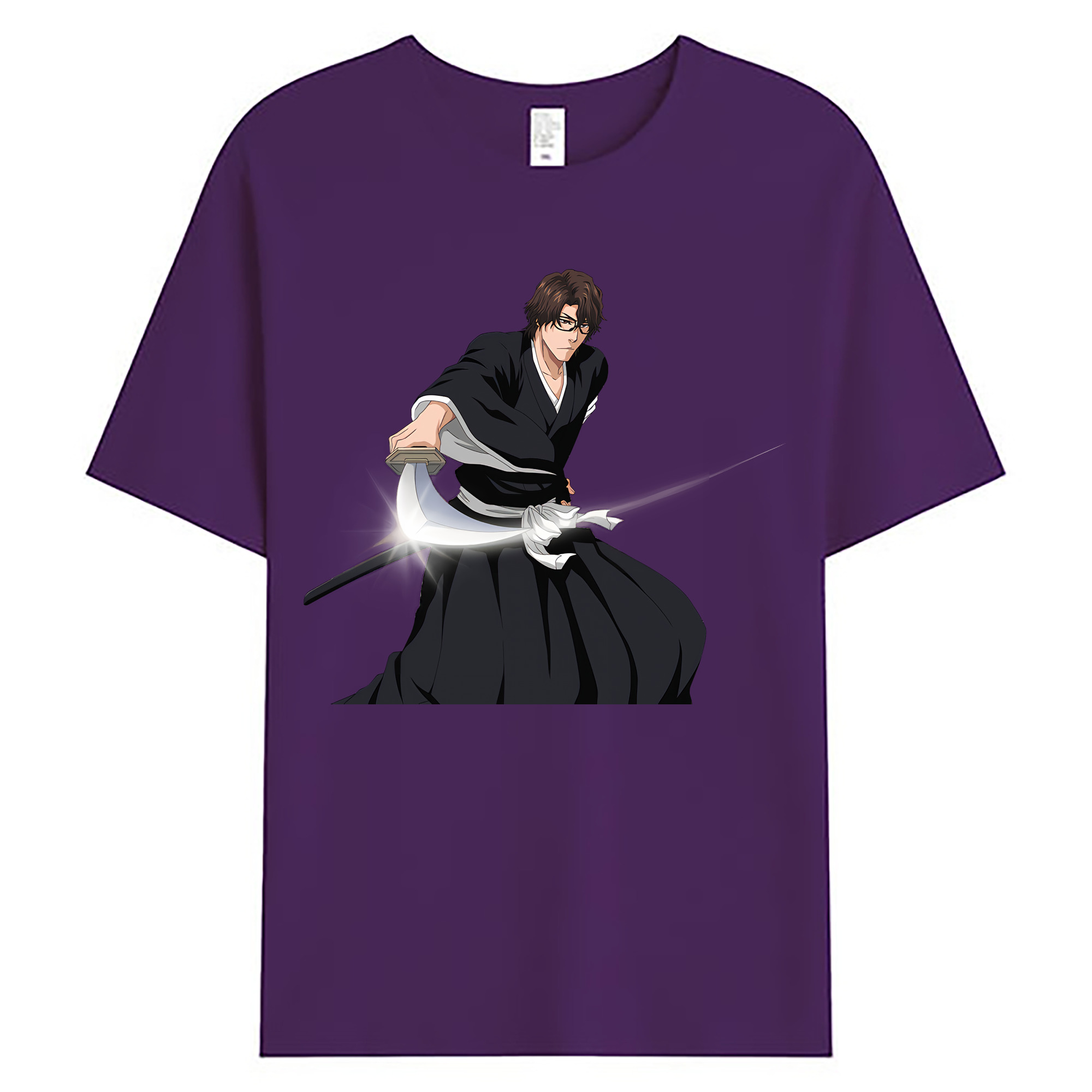 （画像用） ブリーチ 藍染 惣右介（あいぜん そうすけ） BLEACH Aizen Sousuke 綿100％ メンズ半袖Tシャツ｜肌触りやわらか＆通気性