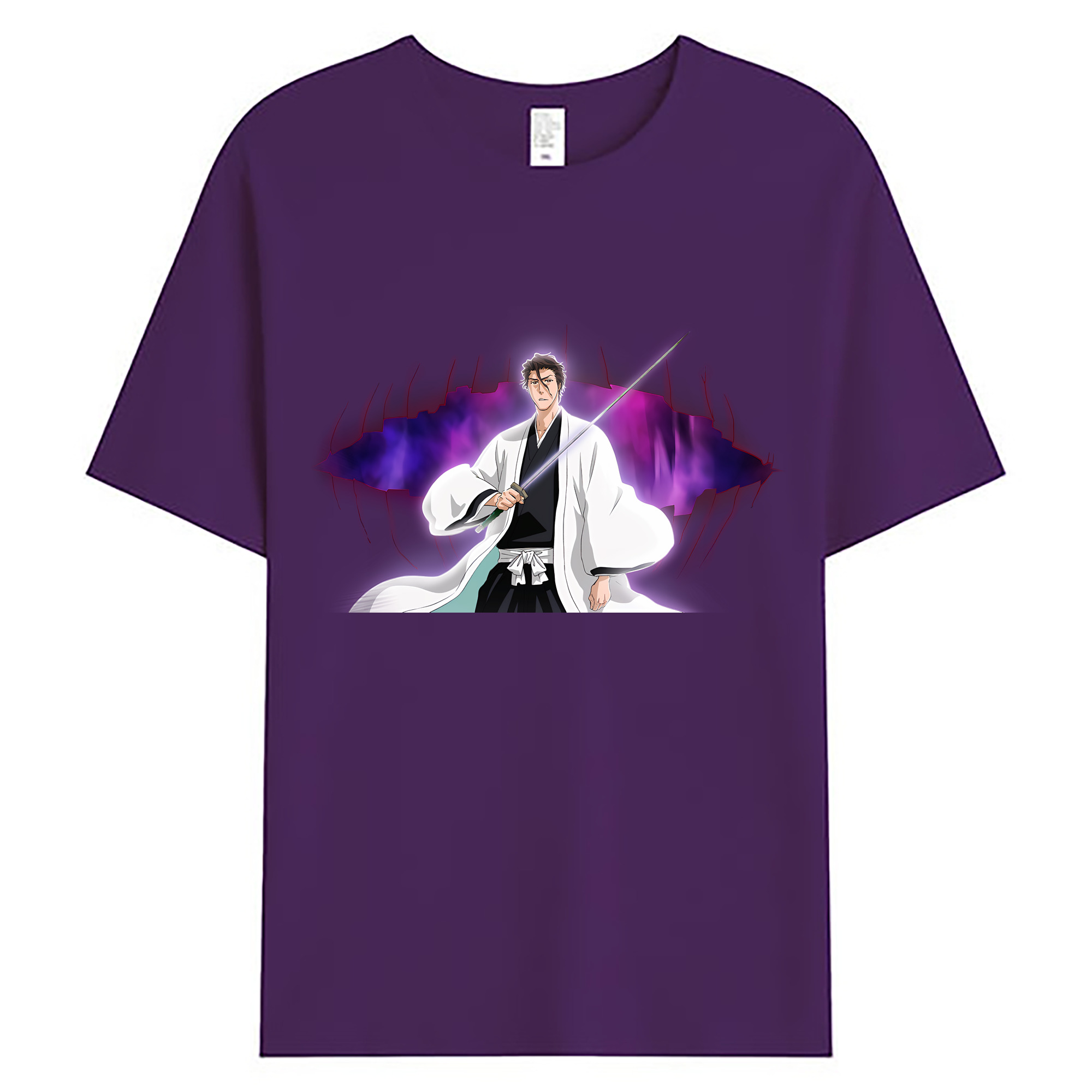 （画像用） ブリーチ 藍染 惣右介（あいぜん そうすけ） BLEACH Aizen Sousuke 綿100％ メンズ半袖Tシャツ｜肌触りやわらか＆通気性