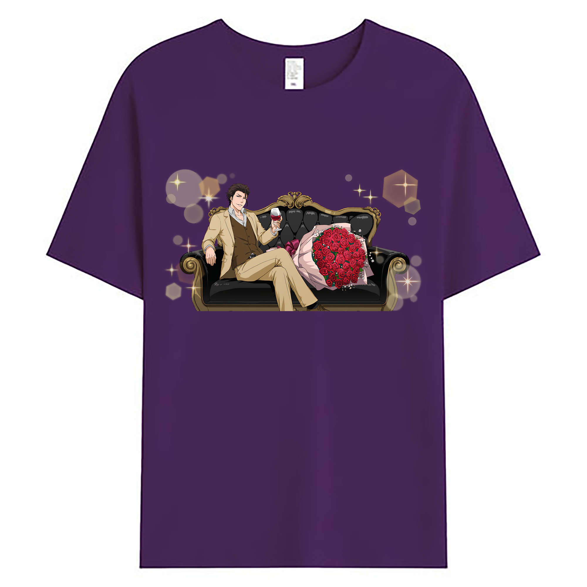 （画像用） ブリーチ 藍染 惣右介（あいぜん そうすけ） BLEACH Aizen Sousuke 綿100％ メンズ半袖Tシャツ｜肌触りやわらか＆通気性