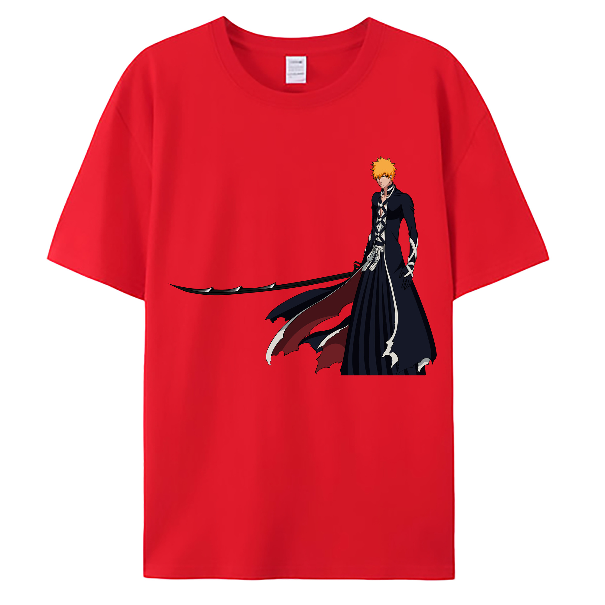 （画像用） ブリーチ 黒崎一護（くろさき いちご）BLEACH Kurosaki Ichigo 綿100％ メンズ半袖Tシャツ｜肌触りやわらか＆通気性