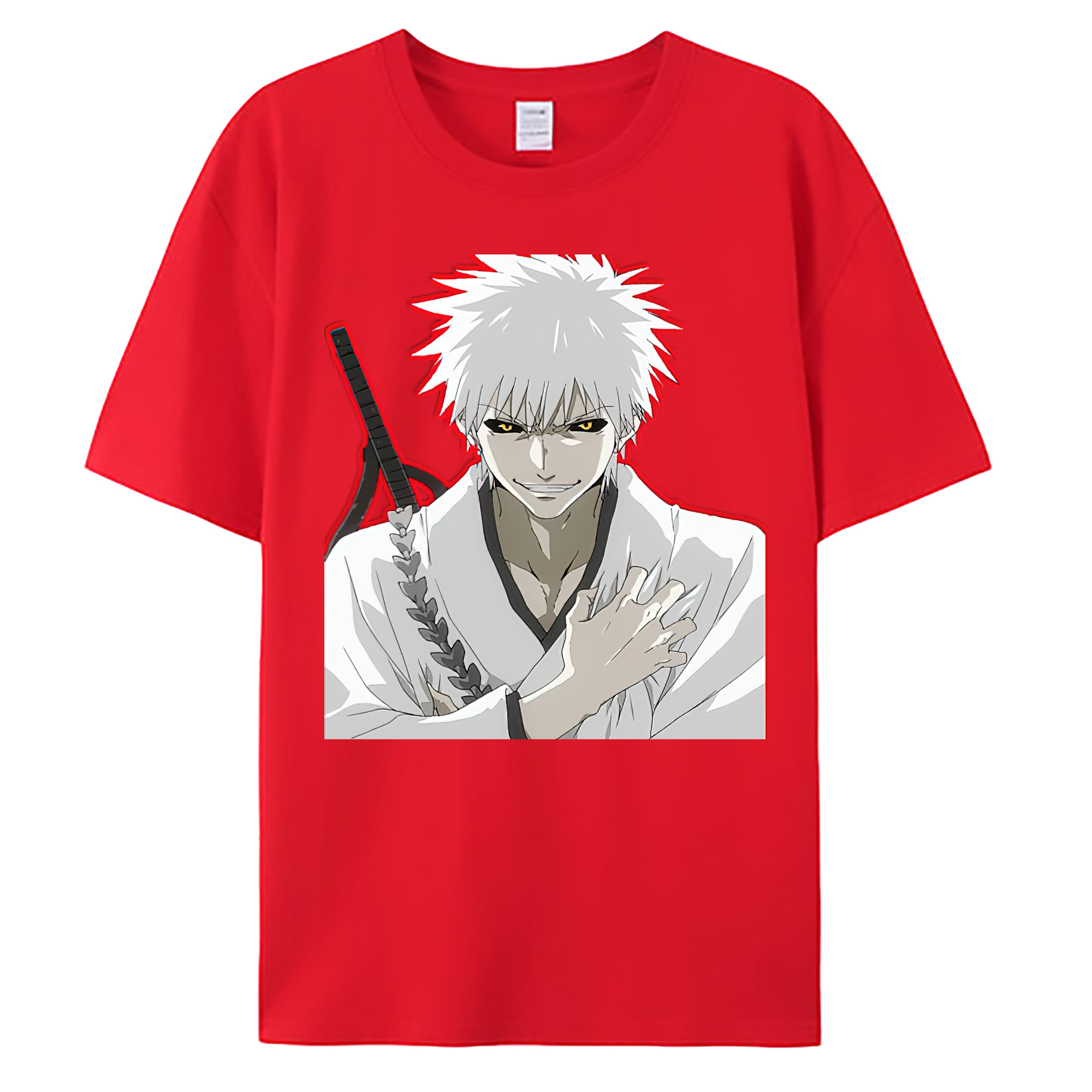 （画像用） ブリーチ 黒崎一護（くろさき いちご）BLEACH Kurosaki Ichigo 綿100％ メンズ半袖Tシャツ｜肌触りやわらか＆通気性