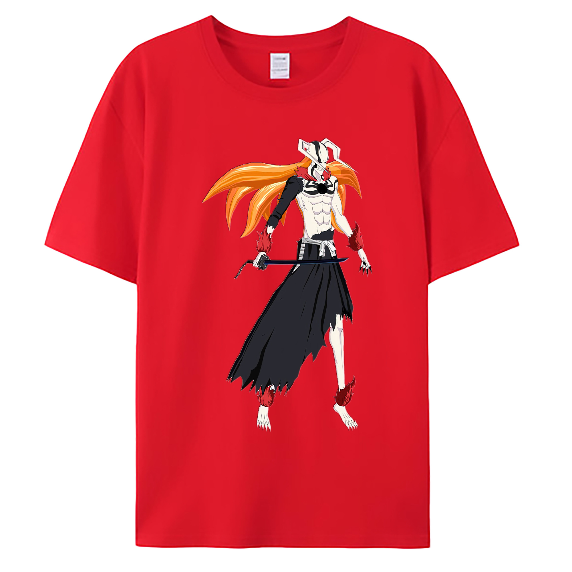 （画像用） ブリーチ 黒崎一護（くろさき いちご）BLEACH Kurosaki Ichigo 綿100％ メンズ半袖Tシャツ｜肌触りやわらか＆通気性