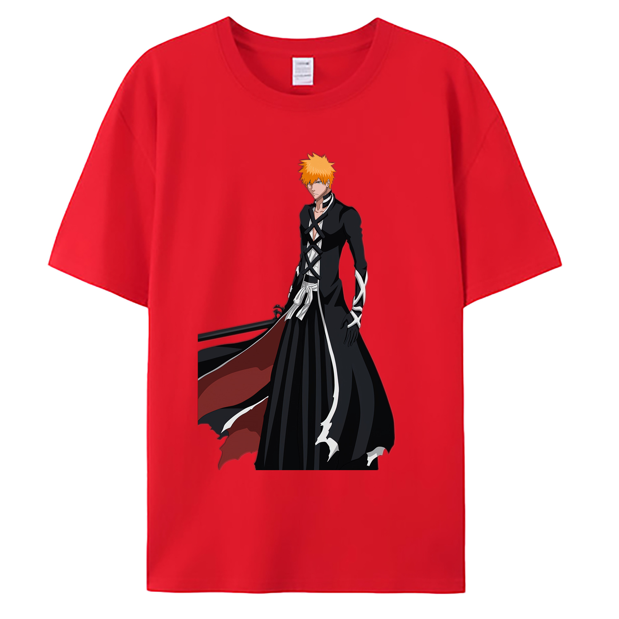 （画像用） ブリーチ 黒崎一護（くろさき いちご）BLEACH Kurosaki Ichigo 綿100％ メンズ半袖Tシャツ｜肌触りやわらか＆通気性
