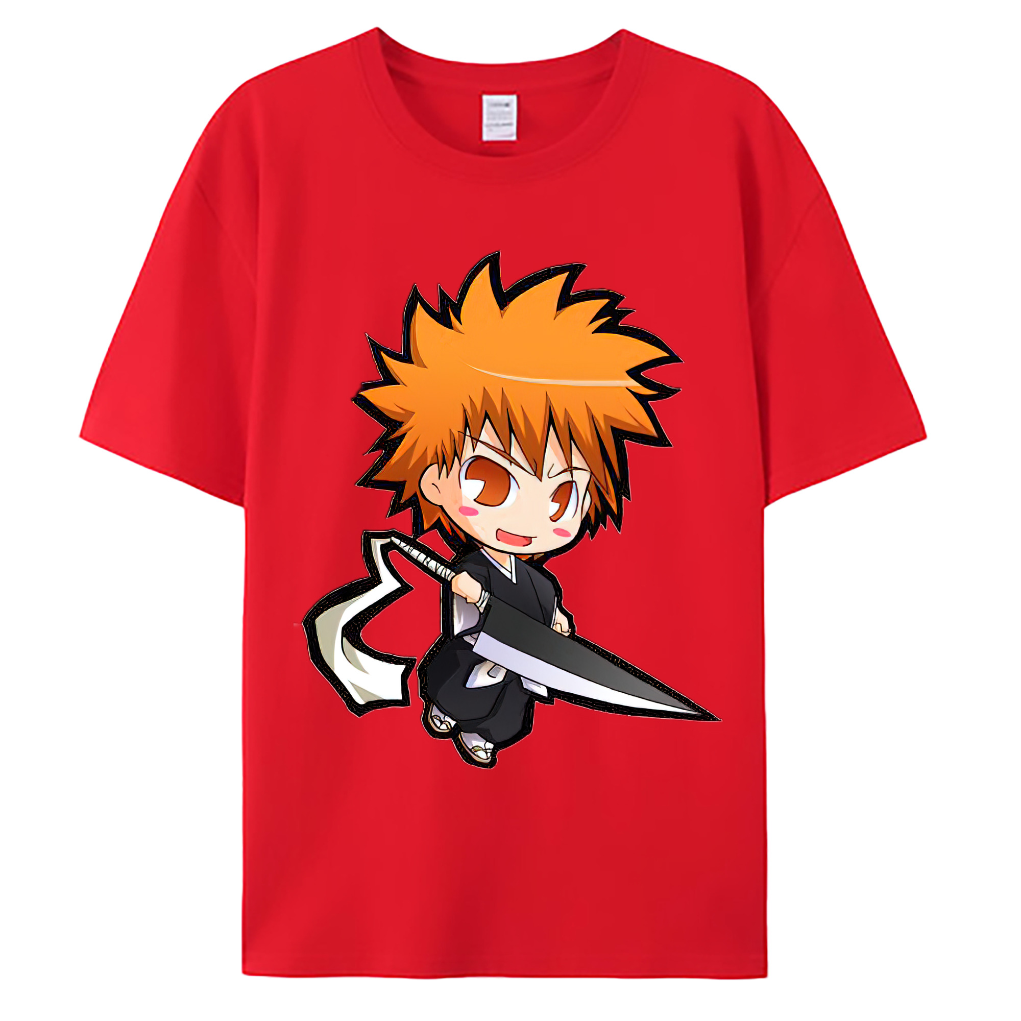 （画像用） ブリーチ 黒崎一護（くろさき いちご）BLEACH Kurosaki Ichigo 綿100％ メンズ半袖Tシャツ｜肌触りやわらか＆通気性