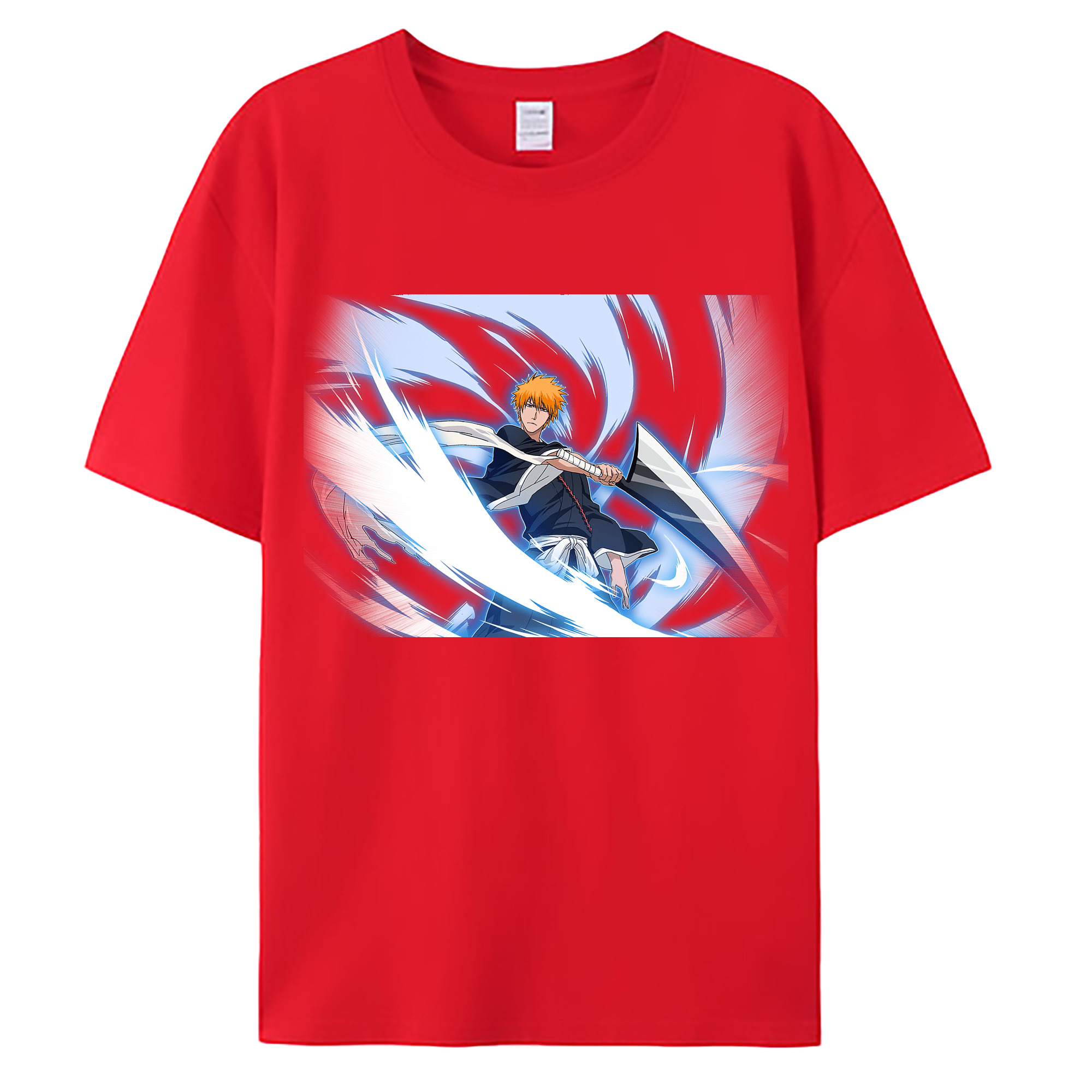 （画像用） ブリーチ 黒崎一護（くろさき いちご）BLEACH Kurosaki Ichigo 綿100％ メンズ半袖Tシャツ｜肌触りやわらか＆通気性