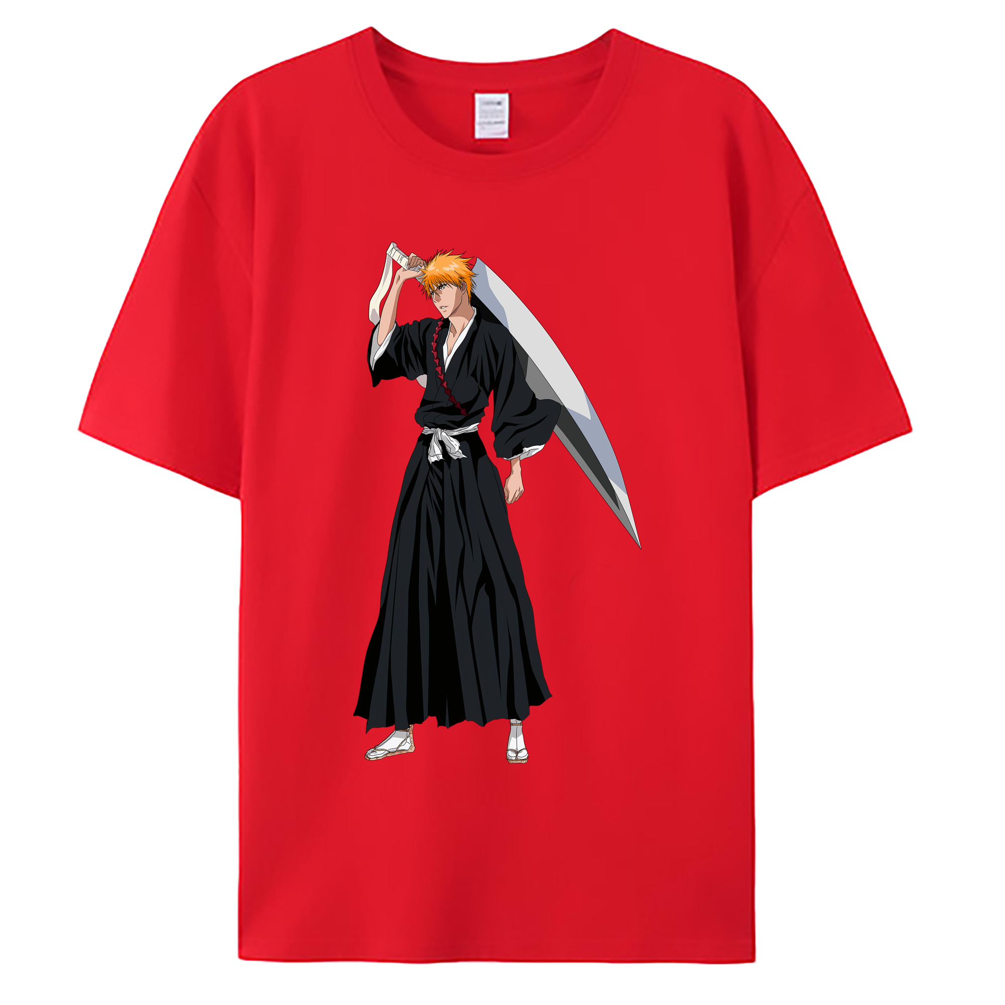 （画像用） ブリーチ 黒崎一護（くろさき いちご）BLEACH Kurosaki Ichigo 綿100％ メンズ半袖Tシャツ｜肌触りやわらか＆通気性