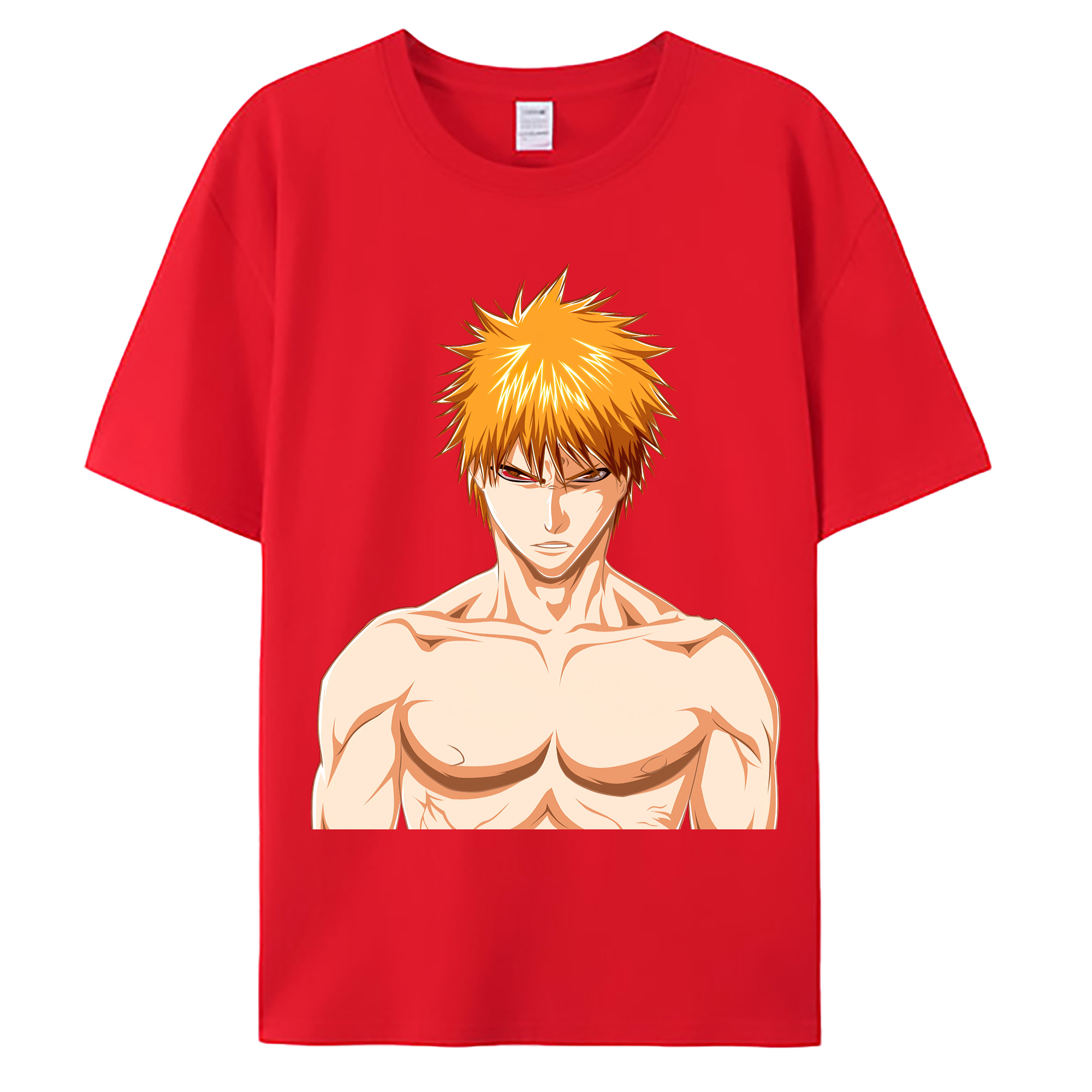 （画像用） ブリーチ 黒崎一護（くろさき いちご）BLEACH Kurosaki Ichigo 綿100％ メンズ半袖Tシャツ｜肌触りやわらか＆通気性