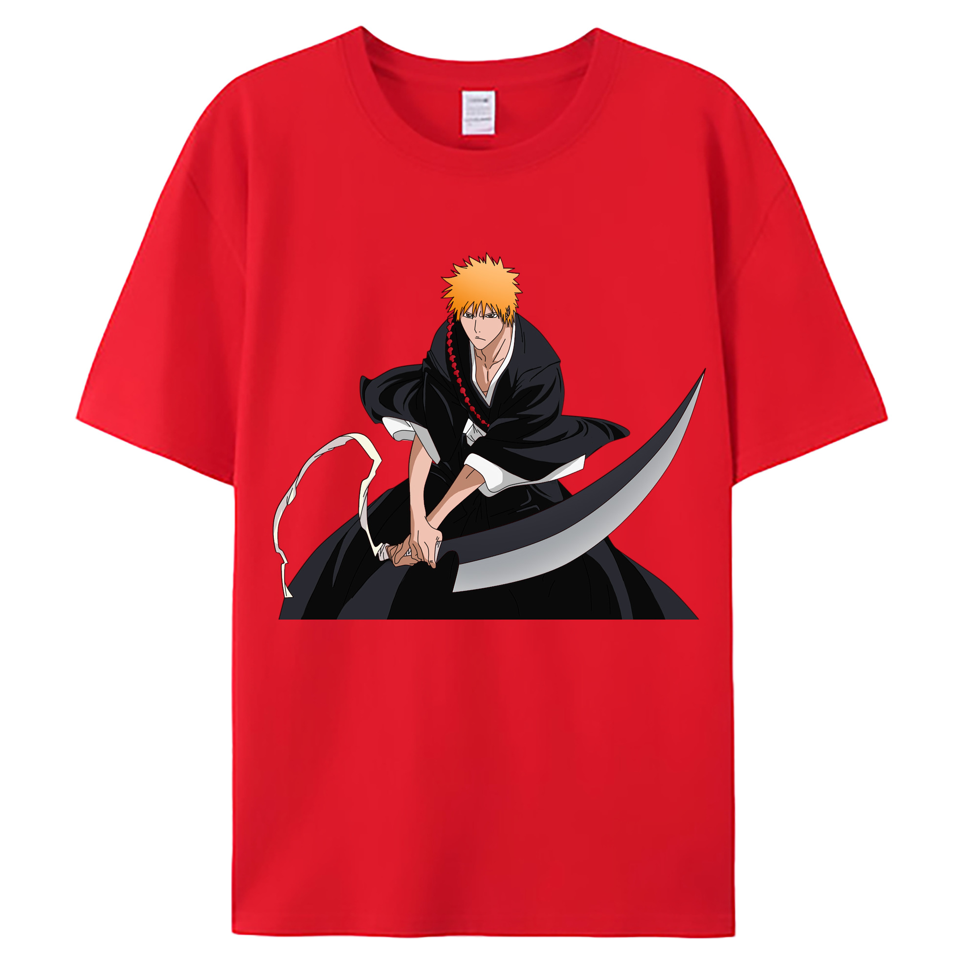 （画像用） ブリーチ 黒崎一護（くろさき いちご）BLEACH Kurosaki Ichigo 綿100％ メンズ半袖Tシャツ｜肌触りやわらか＆通気性