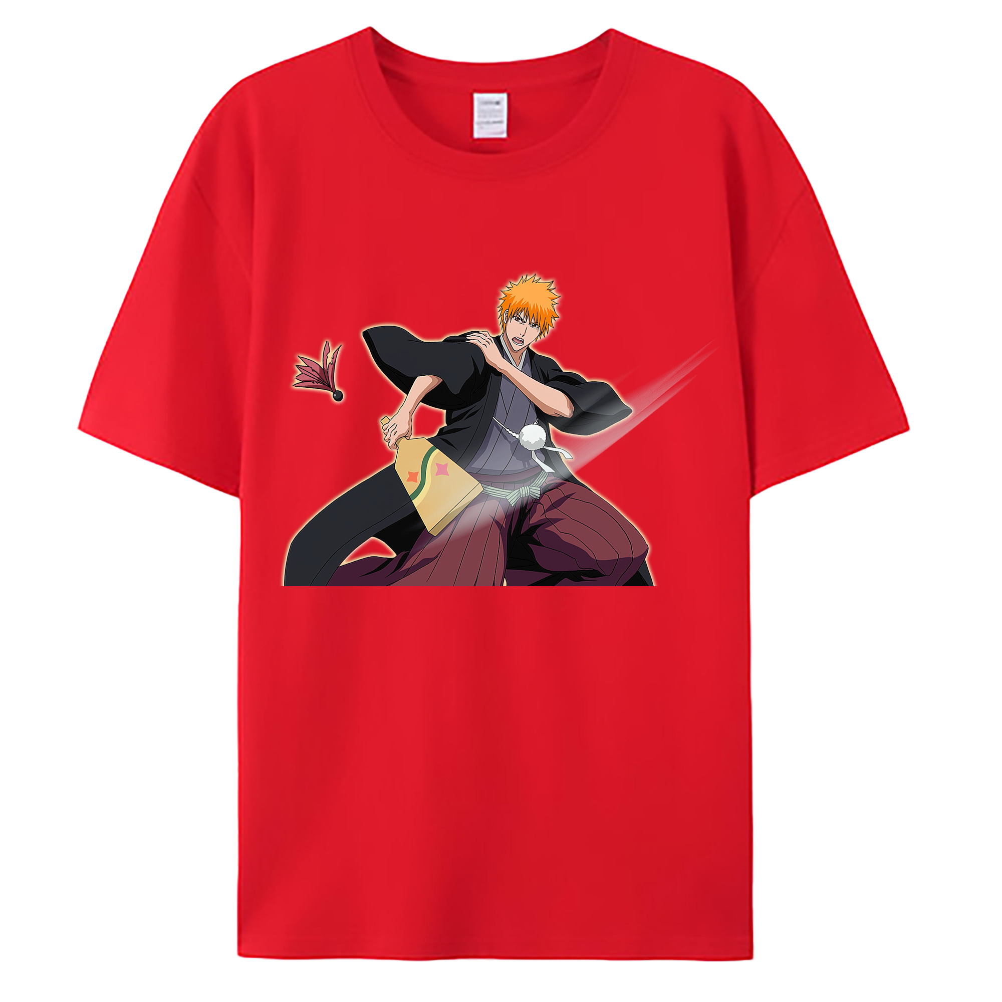 （画像用） ブリーチ 黒崎一護（くろさき いちご）BLEACH Kurosaki Ichigo 綿100％ メンズ半袖Tシャツ｜肌触りやわらか＆通気性