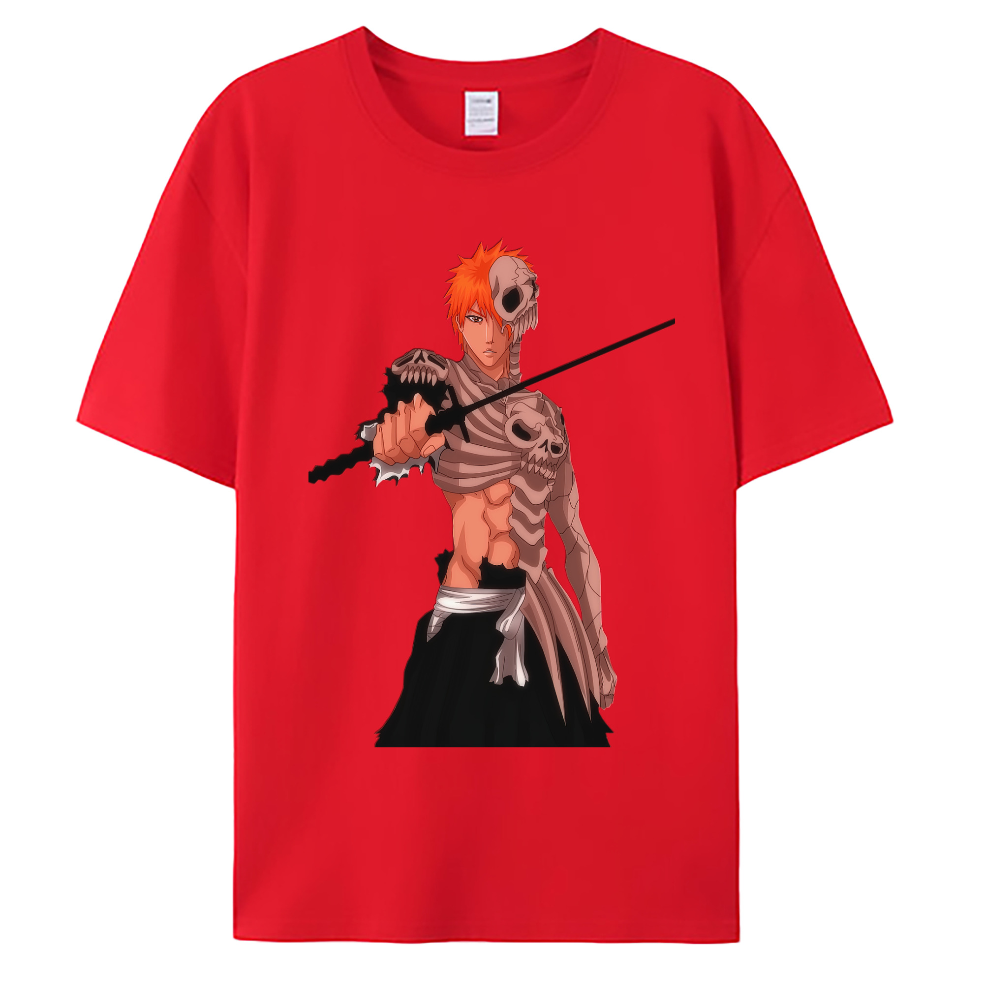 （画像用） ブリーチ 黒崎一護（くろさき いちご）BLEACH Kurosaki Ichigo 綿100％ メンズ半袖Tシャツ｜肌触りやわらか＆通気性