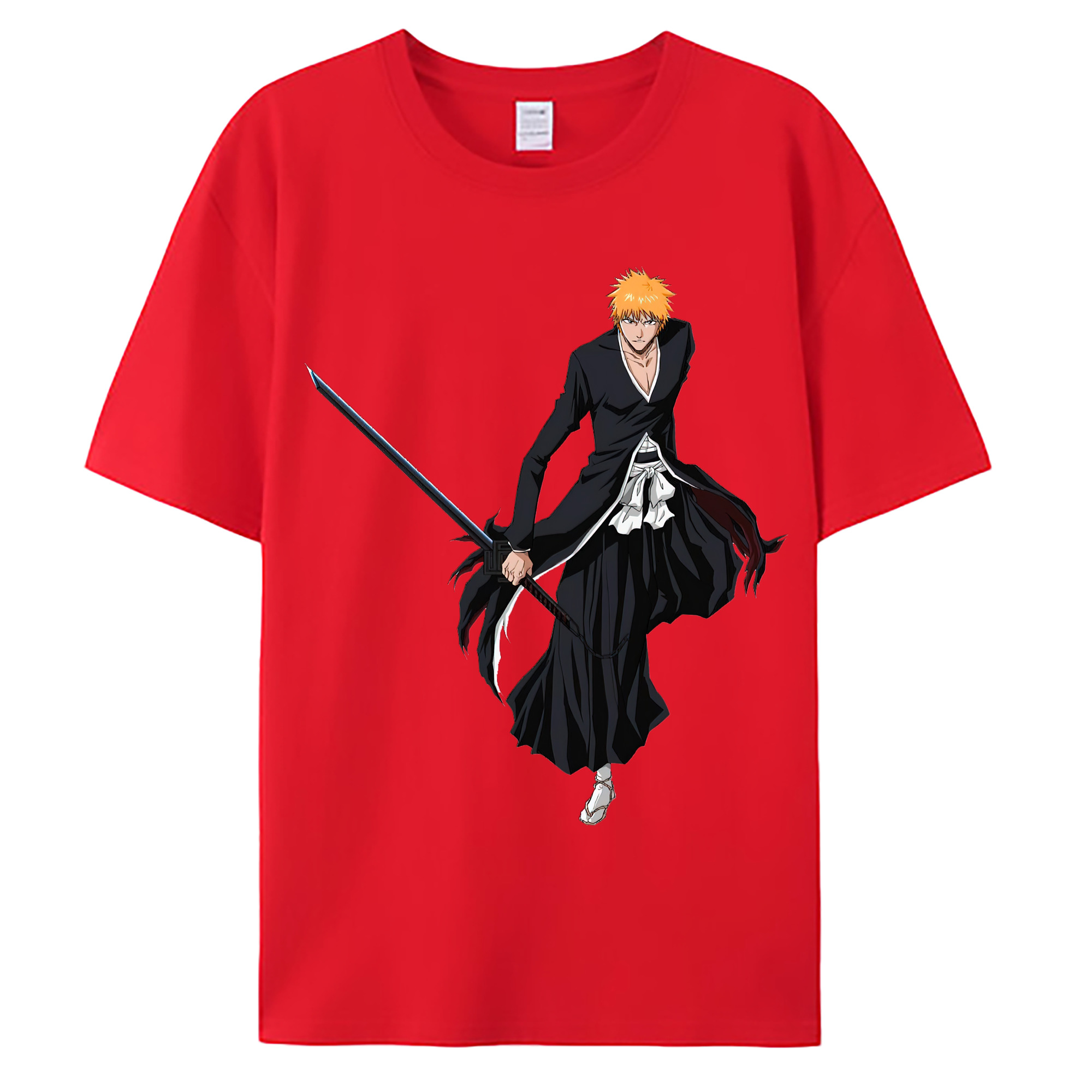 （画像用） ブリーチ 黒崎一護（くろさき いちご）BLEACH Kurosaki Ichigo 綿100％ メンズ半袖Tシャツ｜肌触りやわらか＆通気性