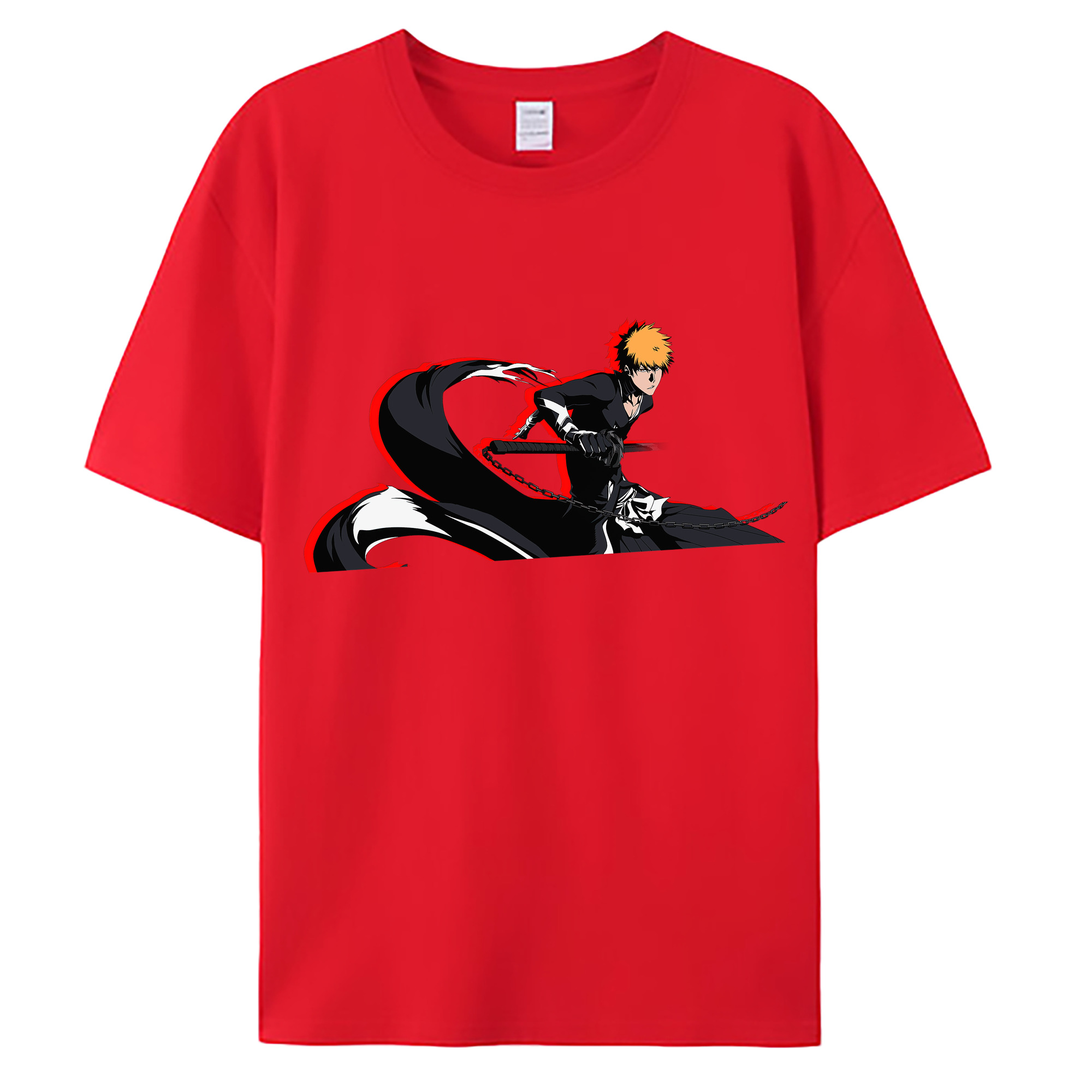 （画像用） ブリーチ 黒崎一護（くろさき いちご）BLEACH Kurosaki Ichigo 綿100％ メンズ半袖Tシャツ｜肌触りやわらか＆通気性