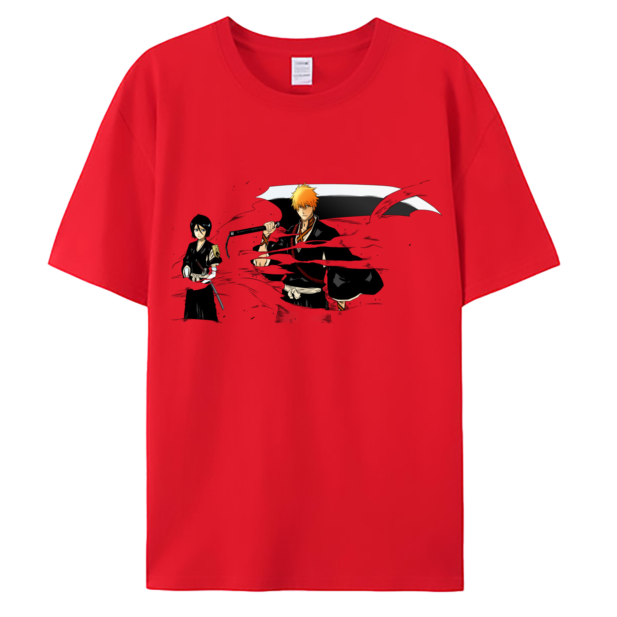（画像用） ブリーチ 黒崎一護（くろさき いちご）BLEACH Kurosaki Ichigo 綿100％ メンズ半袖Tシャツ｜肌触りやわらか＆通気性