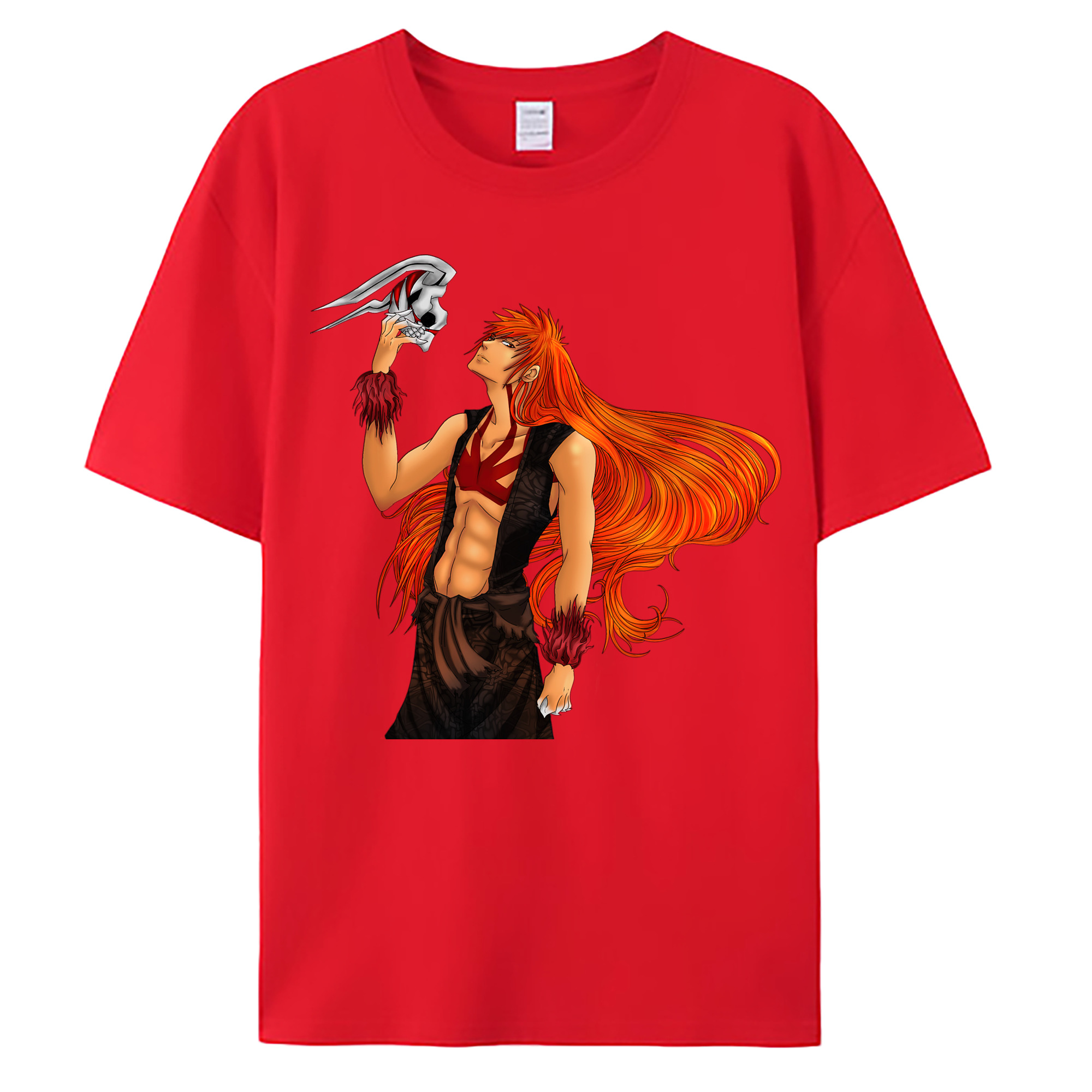 （画像用） ブリーチ 黒崎一護（くろさき いちご）BLEACH Kurosaki Ichigo 綿100％ メンズ半袖Tシャツ｜肌触りやわらか＆通気性