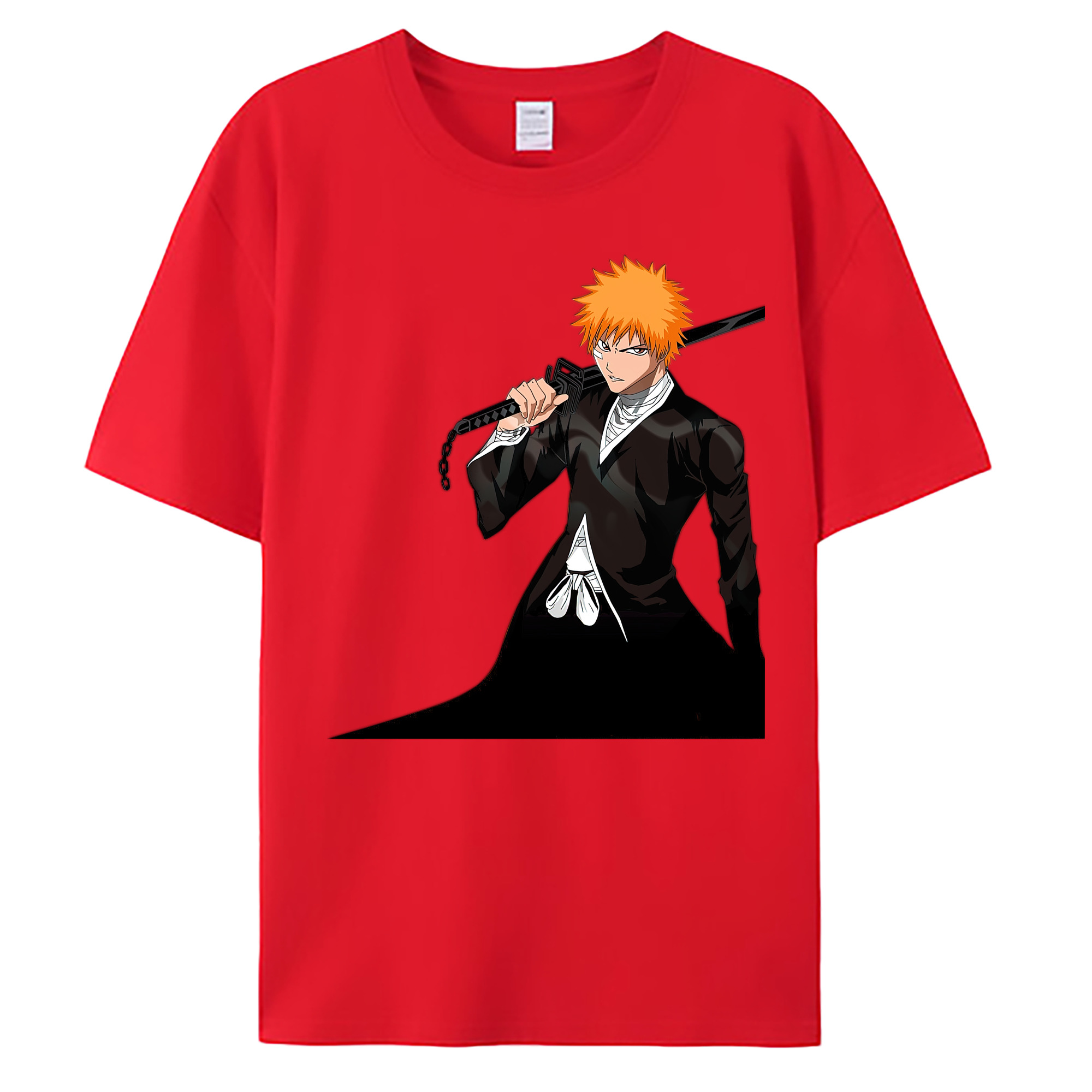 （画像用） ブリーチ 黒崎一護（くろさき いちご）BLEACH Kurosaki Ichigo 綿100％ メンズ半袖Tシャツ｜肌触りやわらか＆通気性
