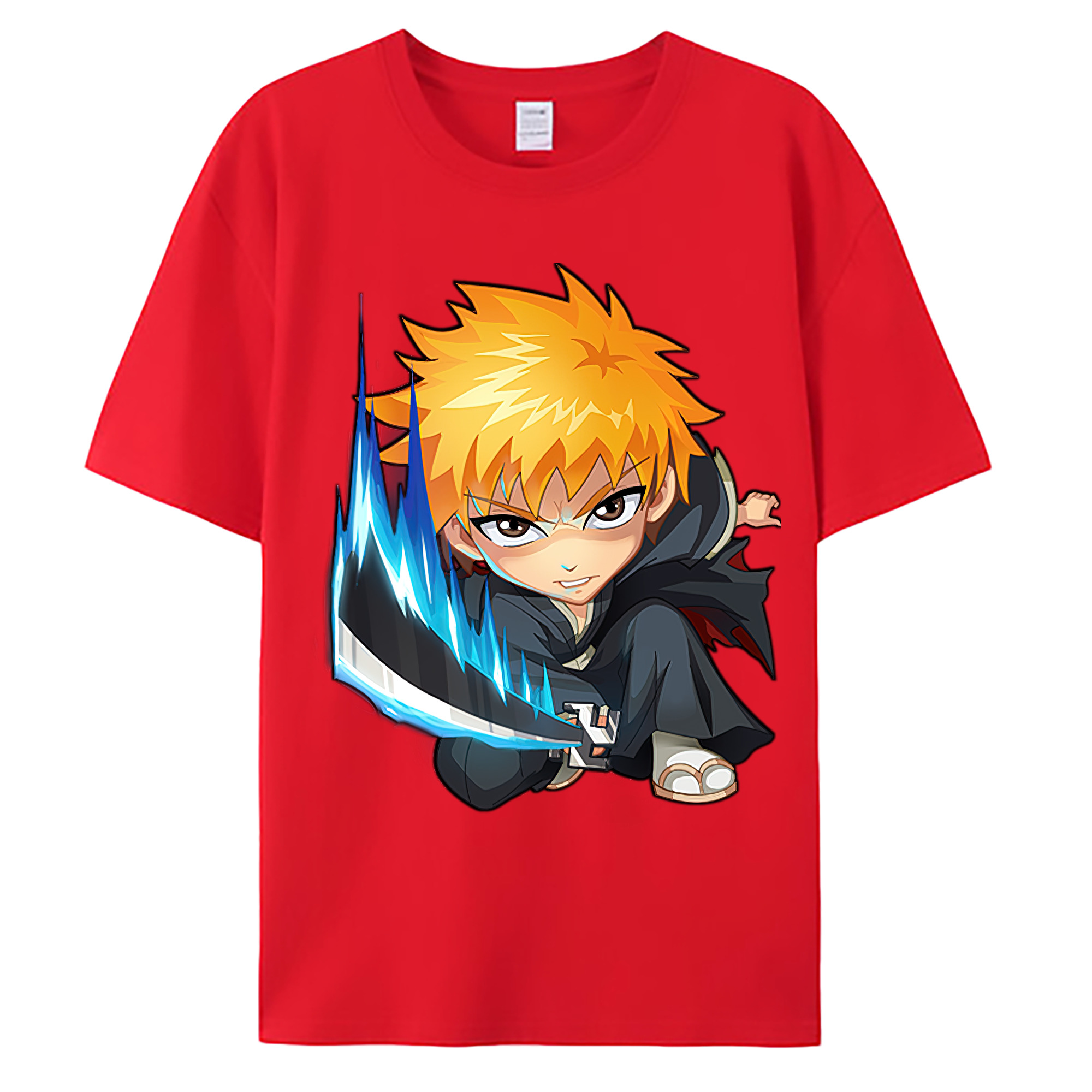 （画像用） ブリーチ 黒崎一護（くろさき いちご）BLEACH Kurosaki Ichigo 綿100％ メンズ半袖Tシャツ｜肌触りやわらか＆通気性