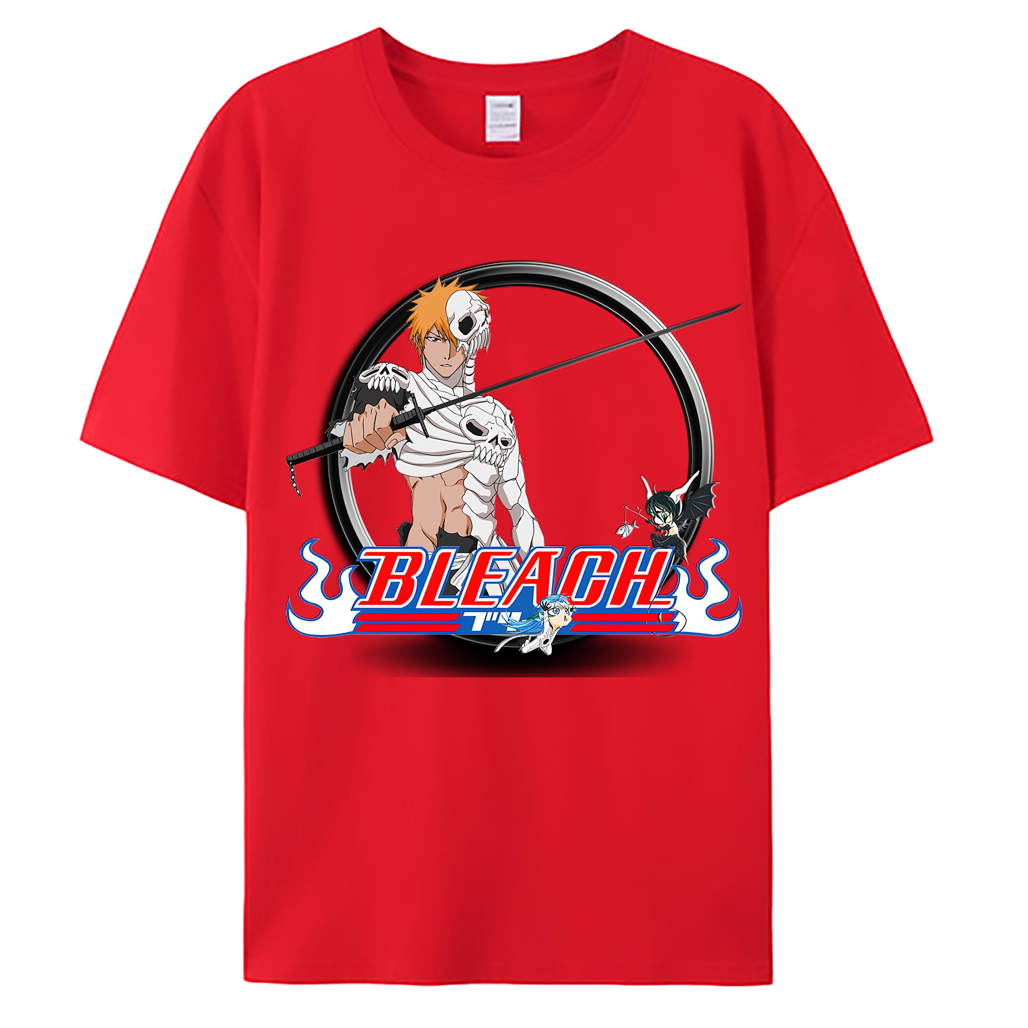 （画像用） ブリーチ 黒崎一護（くろさき いちご）BLEACH Kurosaki Ichigo 綿100％ メンズ半袖Tシャツ｜肌触りやわらか＆通気性
