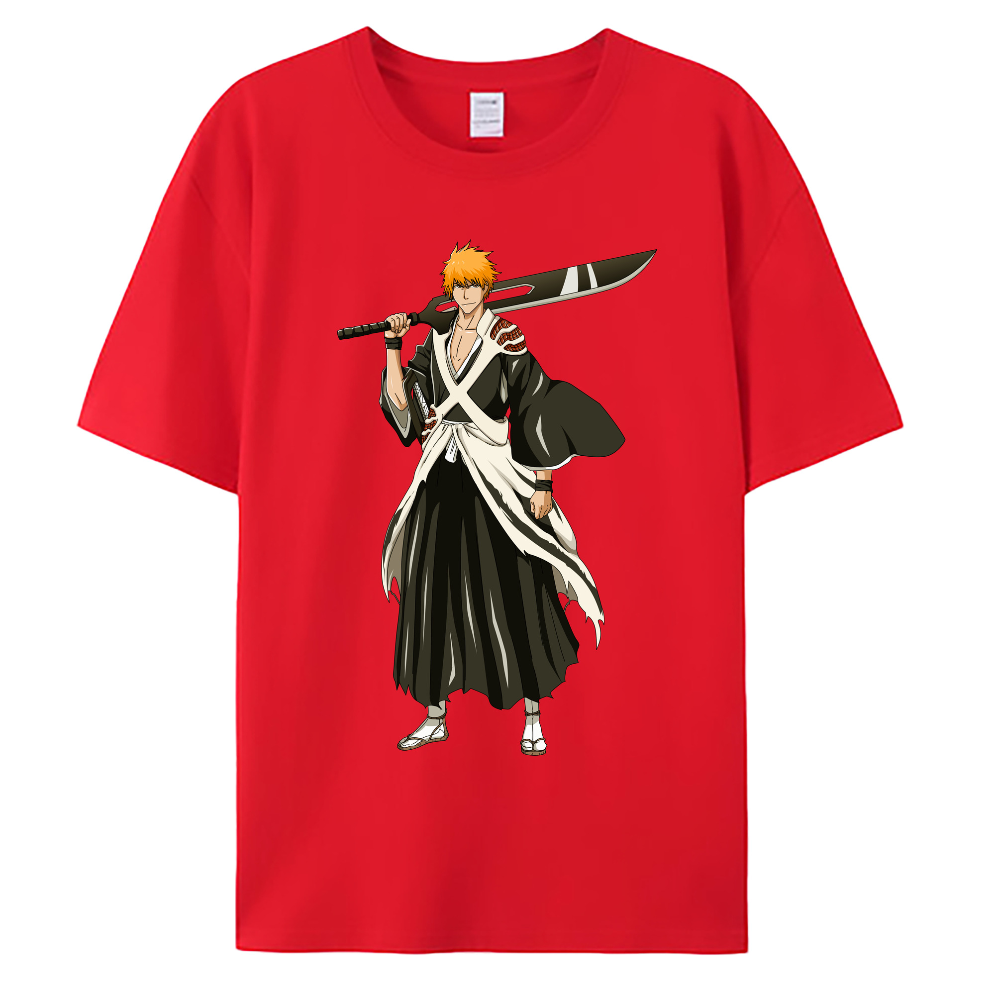 （画像用） ブリーチ 黒崎一護（くろさき いちご）BLEACH Kurosaki Ichigo 綿100％ メンズ半袖Tシャツ｜肌触りやわらか＆通気性