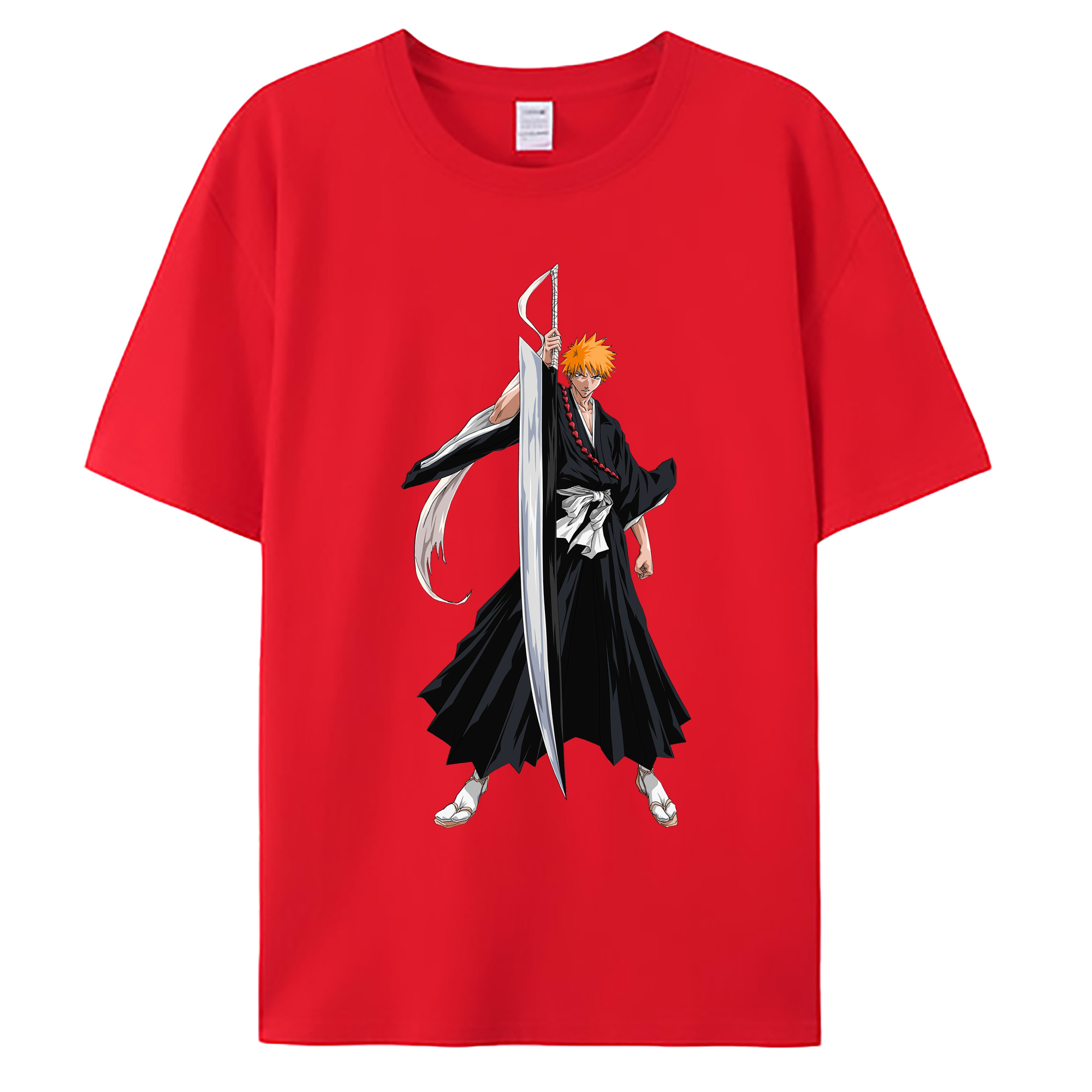 （画像用） ブリーチ 黒崎一護（くろさき いちご）BLEACH Kurosaki Ichigo 綿100％ メンズ半袖Tシャツ｜肌触りやわらか＆通気性